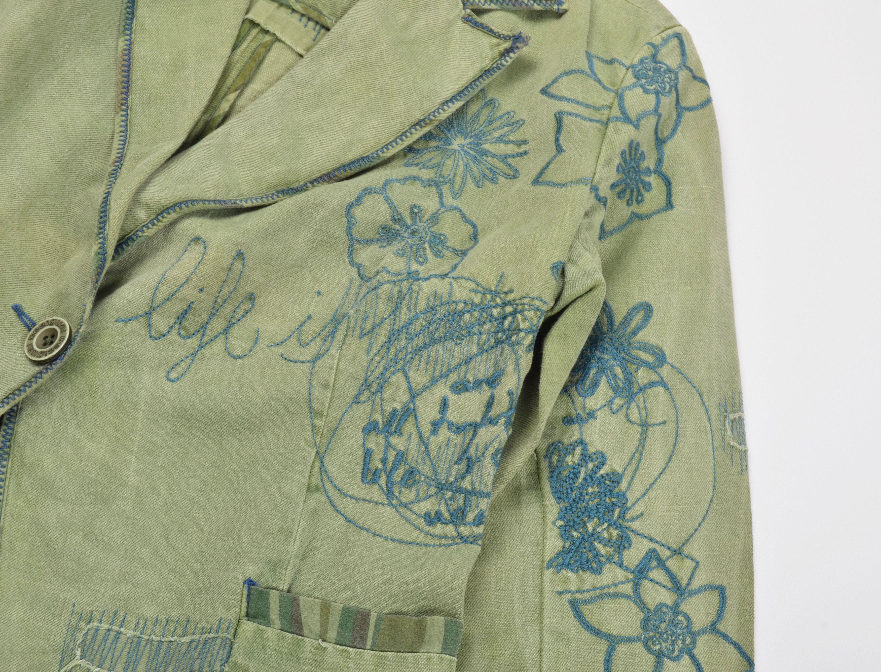 Desigual Rare Desigual Y2K Grunge Garment Dyed Embroidered Blazer Size XS / US 0-2 / IT 36-38 - 8 Thumbnail