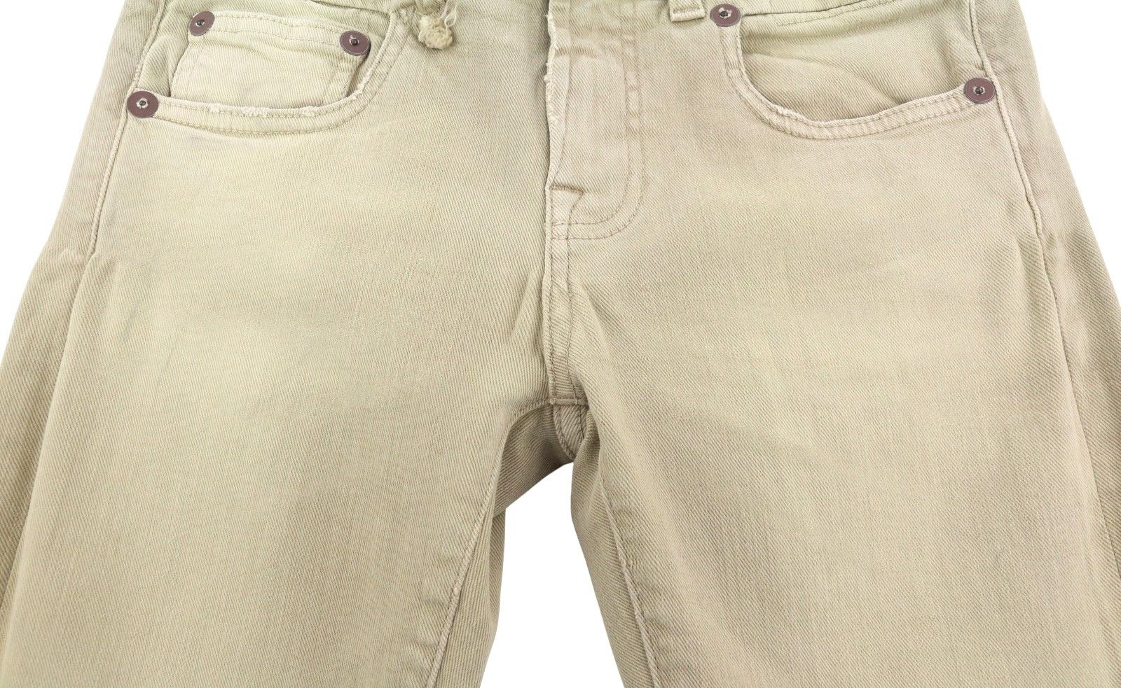 R13 W28 Beige Stretch Cropped Ankle Zipper Jeans 88829 Size 28" / US 6 / IT 42 - 8 Thumbnail