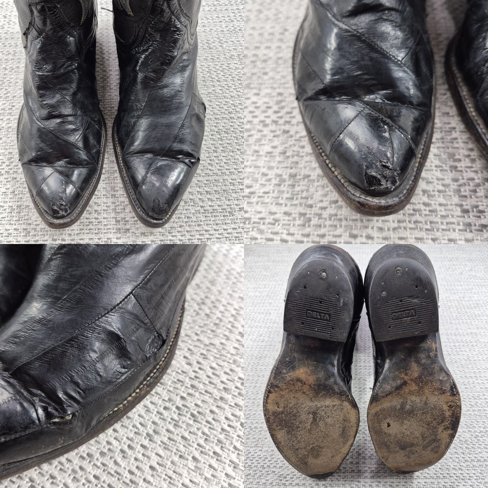Justin Boots VINTAGE not applicable; proceed with rearranged title from original: Justin Western Cowboy Boots Mens 10.5 2E Black Leather Pointed Toe Size US 11 / EU 44 - 8 Thumbnail