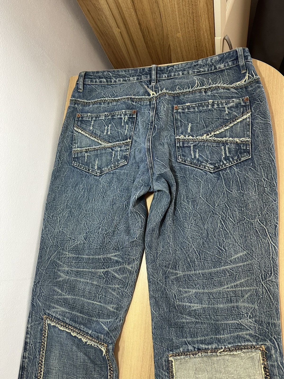 Vintage Vintage Distressed Patchwork Denim Jeans with Mesh Panels Size US 36 / EU 52 - 5 Thumbnail