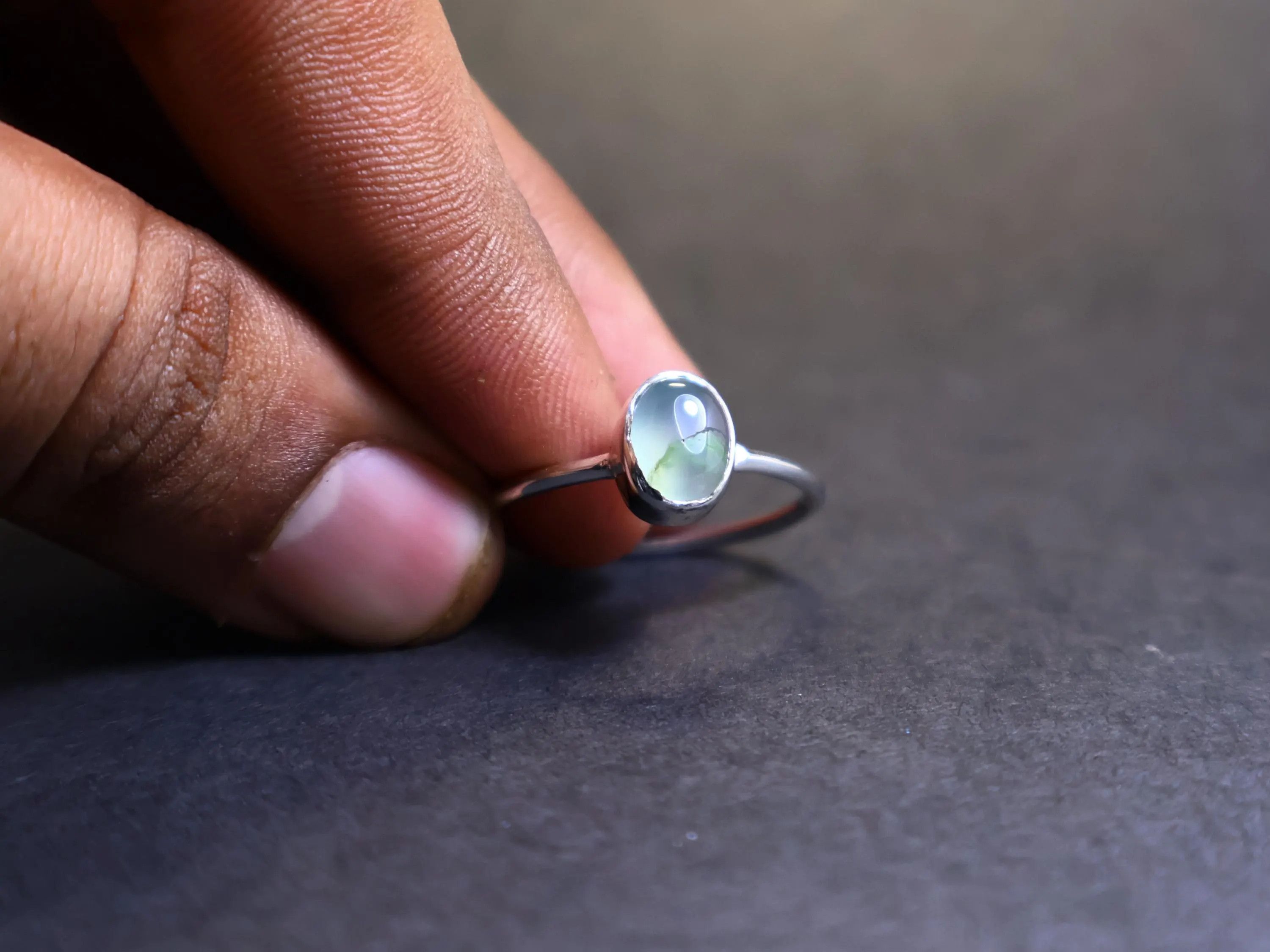 Handmade Aqua Chalcedony Ring, Handmade Ring, Sterling Silver Ring, Size ONE SIZE - 8 Thumbnail