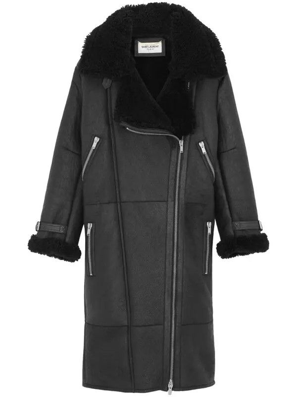 Saint Laurent Paris o1bcso1str1225 Long Avaiator Jacket in Black Size XS / US 0-2 / IT 36-38 - 1 Thumbnail