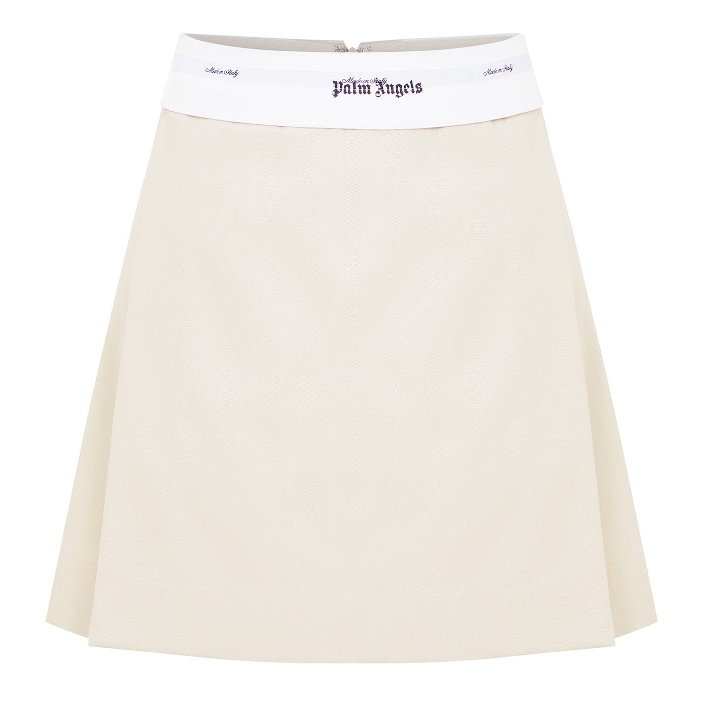 Palm Angels o1g2r1mq0425 Reverse Pleated Mini Skirt in Beige & White Size 27" / US 4 / IT 40 - 1 Thumbnail