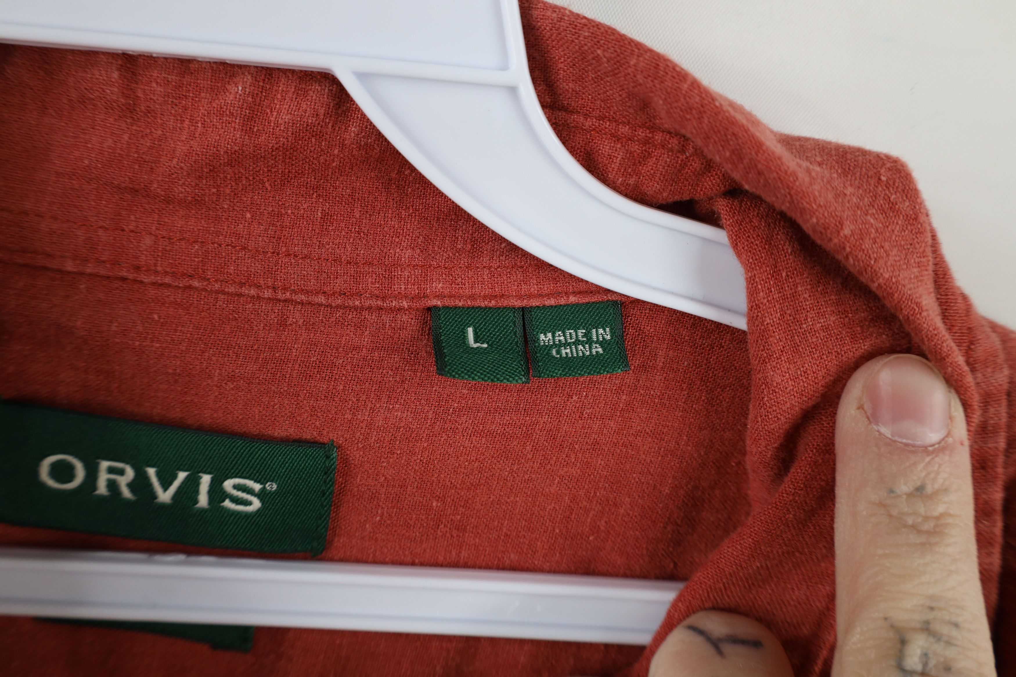 Orvis × Vintage Vintage Orvis Blend Short Sleeve Button Shirt Reddish Orange Size US L / EU 52-54 / 3 - 6 Thumbnail