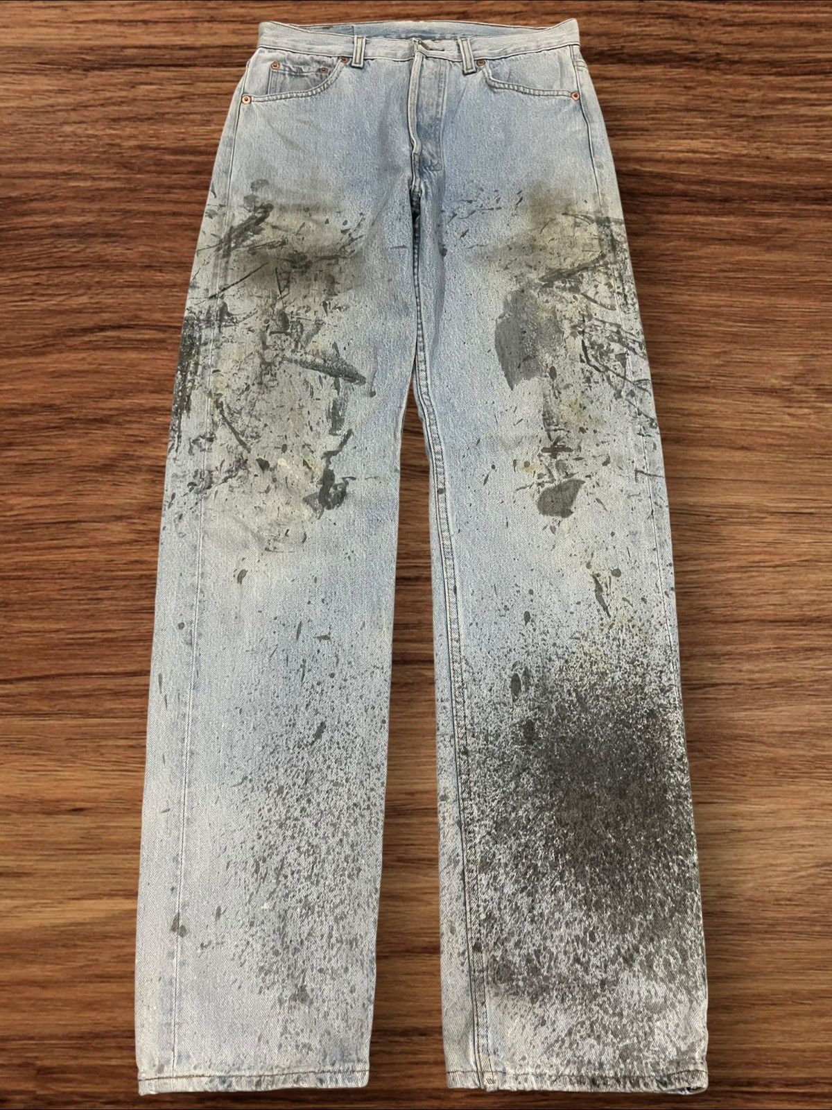 Levi's × Levi's Vintage Clothing Vintage 90s Levi’s 501 Paint Splat Washed Button Fly Jeans Size US 31 - 1 Thumbnail