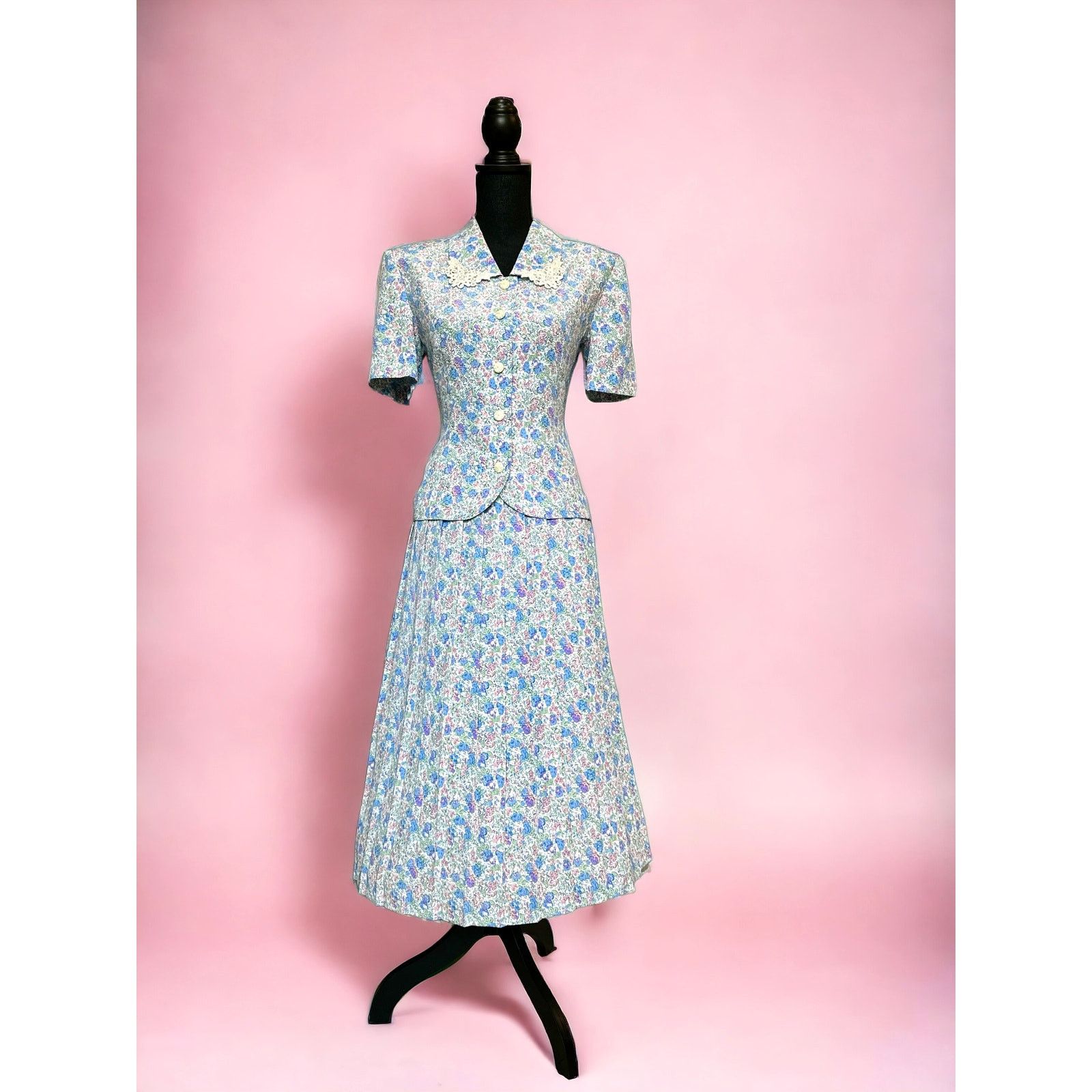 Vintage Vintage Fit n Flare secretary dress 70s does 50s Leslie Fay Size M / US 6-8 / IT 42-44 - 2 Thumbnail