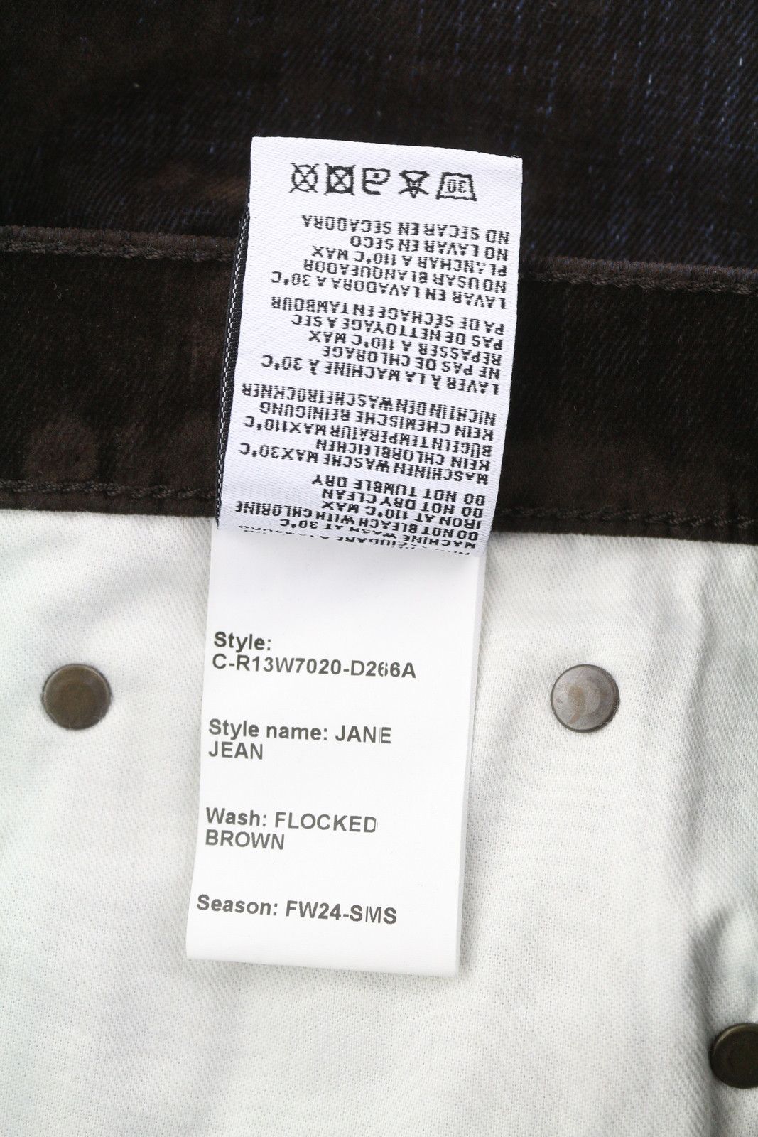 R13 JEAN 27 Flocked Brown High Rise Straight Zip Jeans 85839 Size 27" / US 4 / IT 40 - 9 Thumbnail
