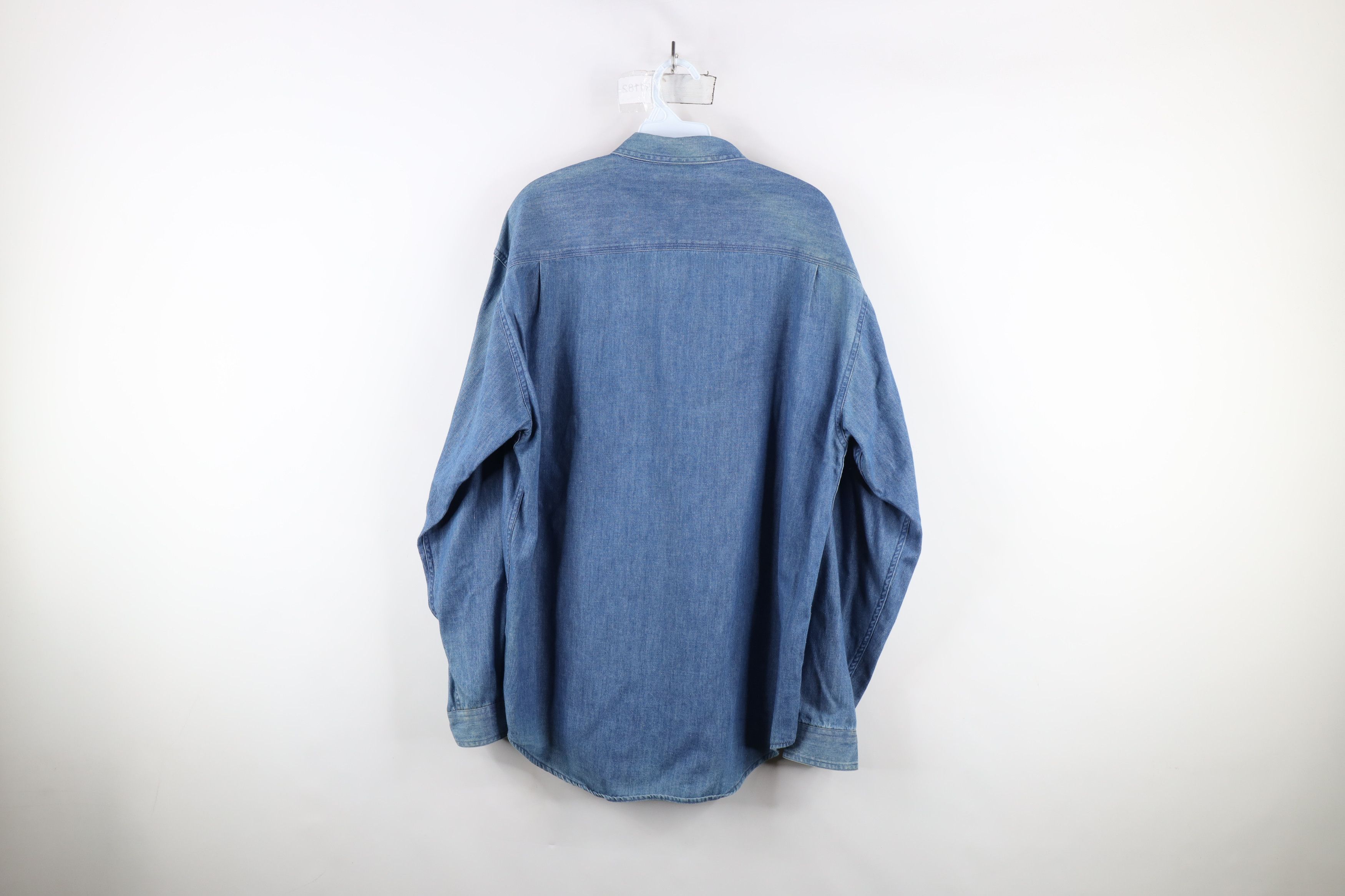 Vintage Vintage 90s Streetwear Fit Denim Jean Button Down Shirt Size US M / EU 48-50 / 2 - 13 Thumbnail