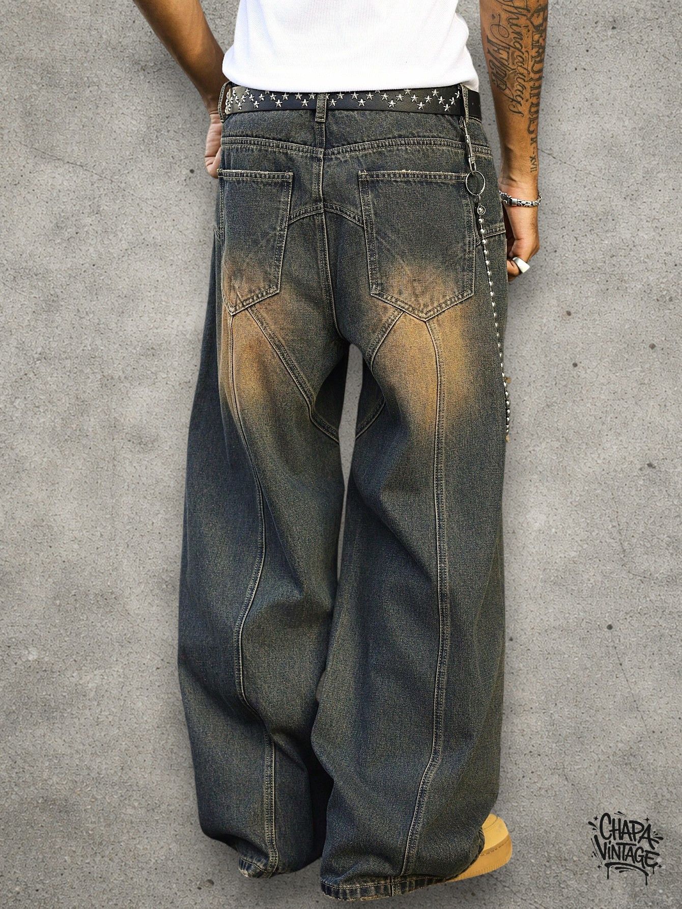Japanese Brand Washed distressed jeans Size US 34 / EU 50 - 4 Thumbnail