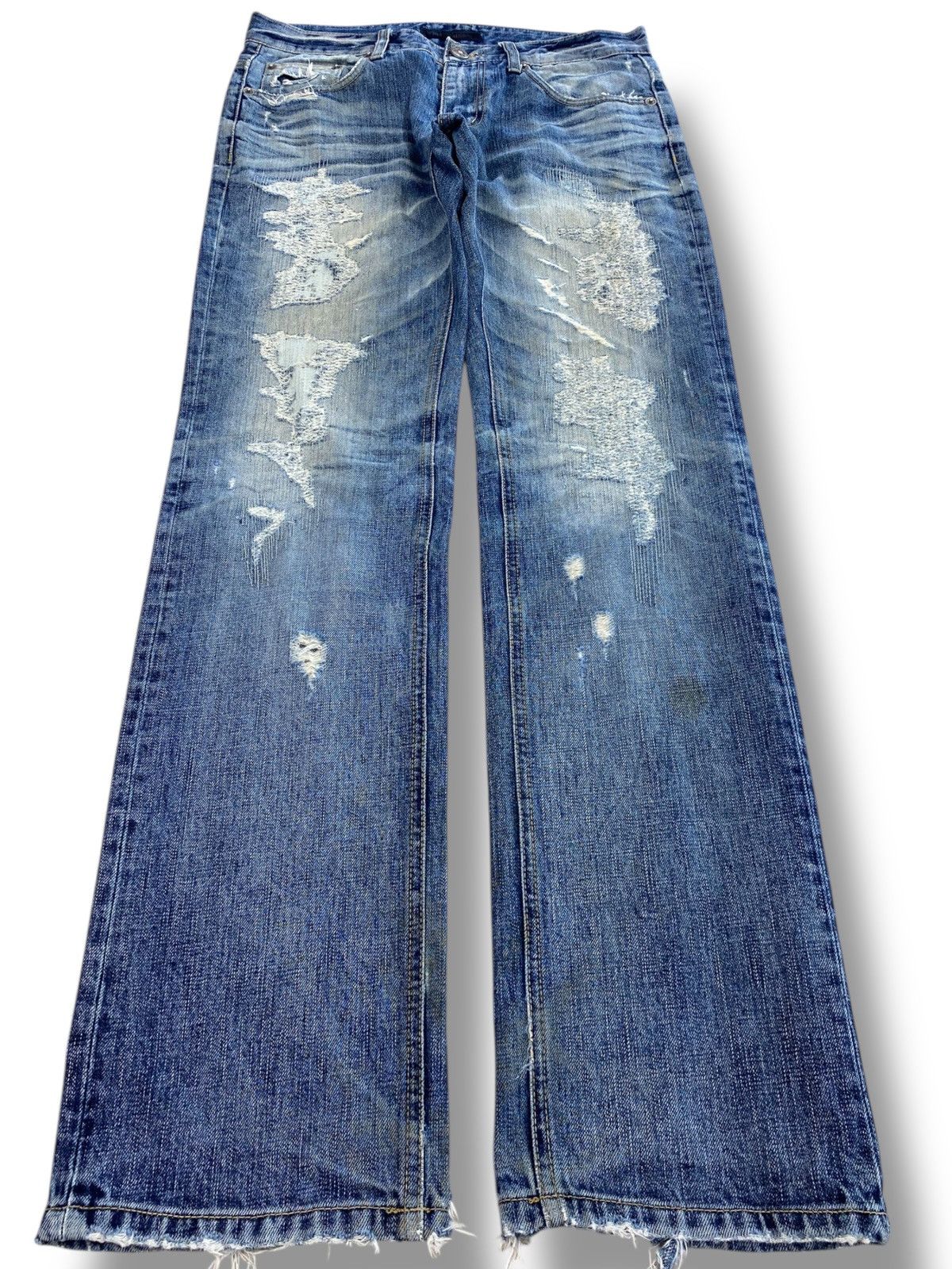 In The Attic In The Attic Ripped Patchwork Straight Leg Style Jeans Size US 33 - 1 Thumbnail