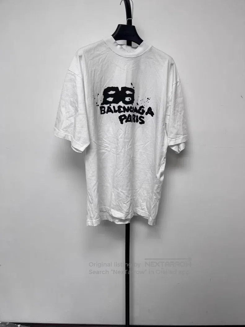 Balenciaga Balenciaga Letter Printed Round Neck Short Sleeve T-Shirt Size US S / EU 44-46 / 1 - 1 Thumbnail