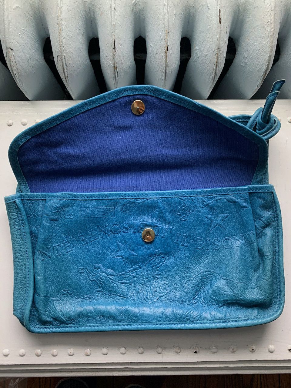 Il Bisonte × Vintage Vintage Il Bisonte Blue Leather Clutch Wanny Di Filippo Size ONE SIZE - 2 Thumbnail