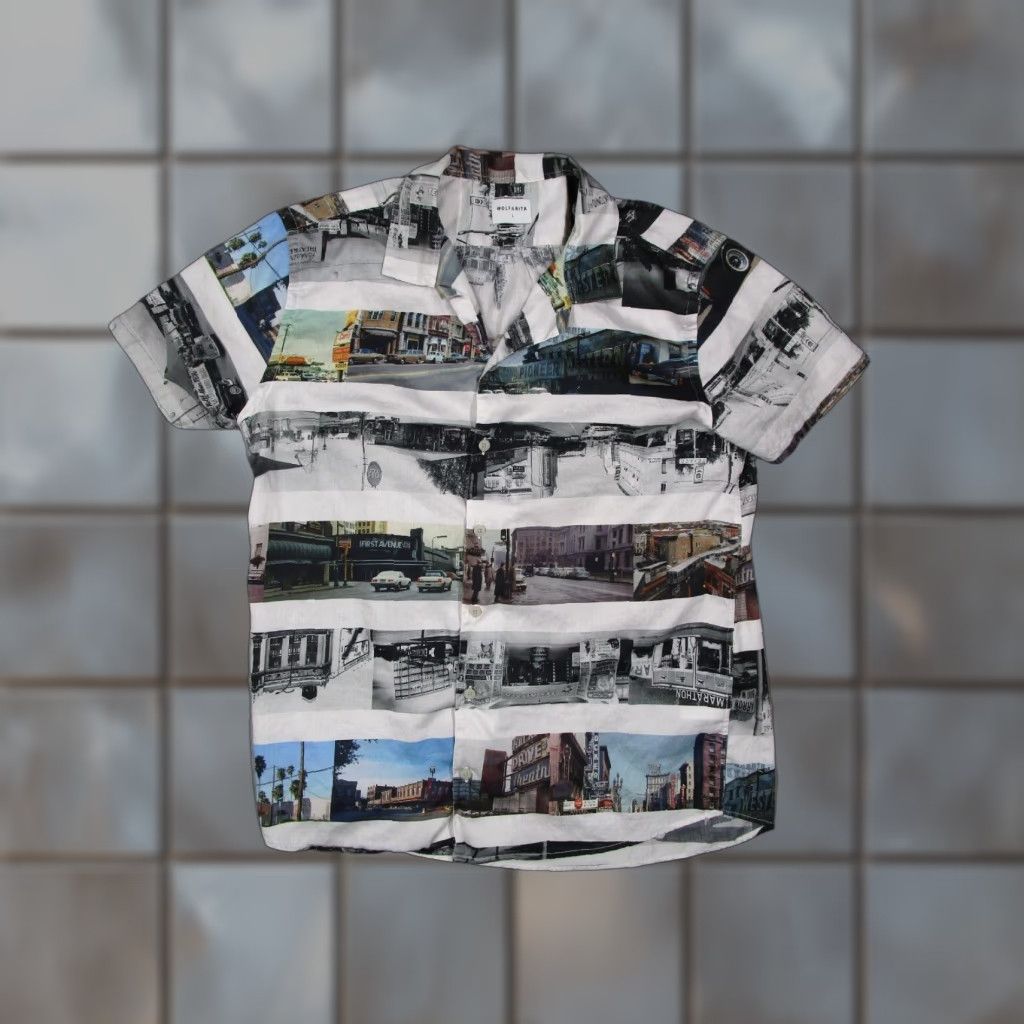 UNTUCKit VINTAGE UNTUCKit Men's Shirt Short Sleeve Button-Up Cotton Blend Geometric Art 90s White Large Size US L / EU 52-54 / 3 - 1 Thumbnail
