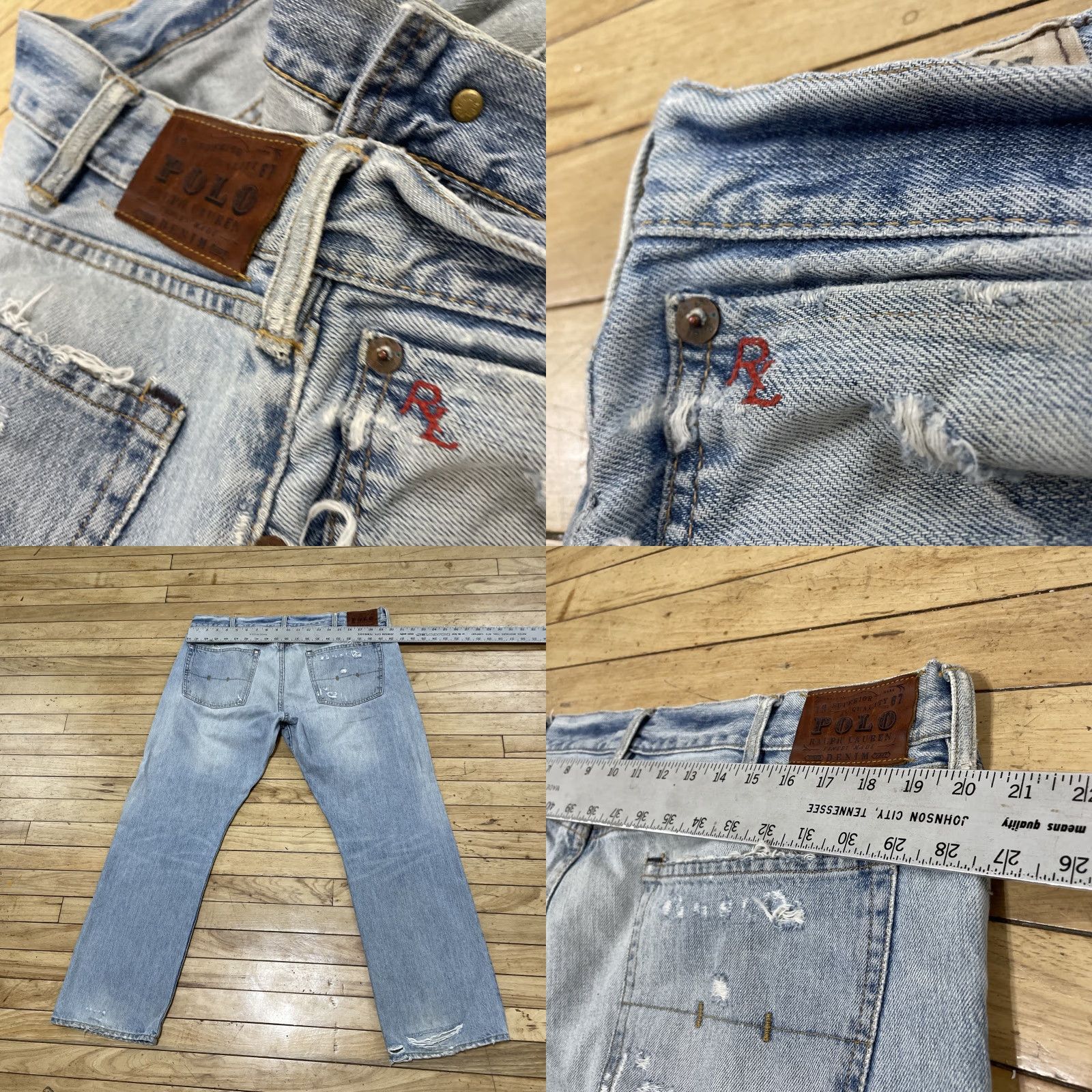 Polo Ralph Lauren VINTAGE Polo Ralph Lauren Jeans Men 38x30 Light Blue 867 Ripped Distressed Denim Polo Ralph Lauren 867 Jeans Distressed 90s Y2k Streetwear Mens Jeans Size US M / EU 48-50 / 2 - 8 Thumbnail