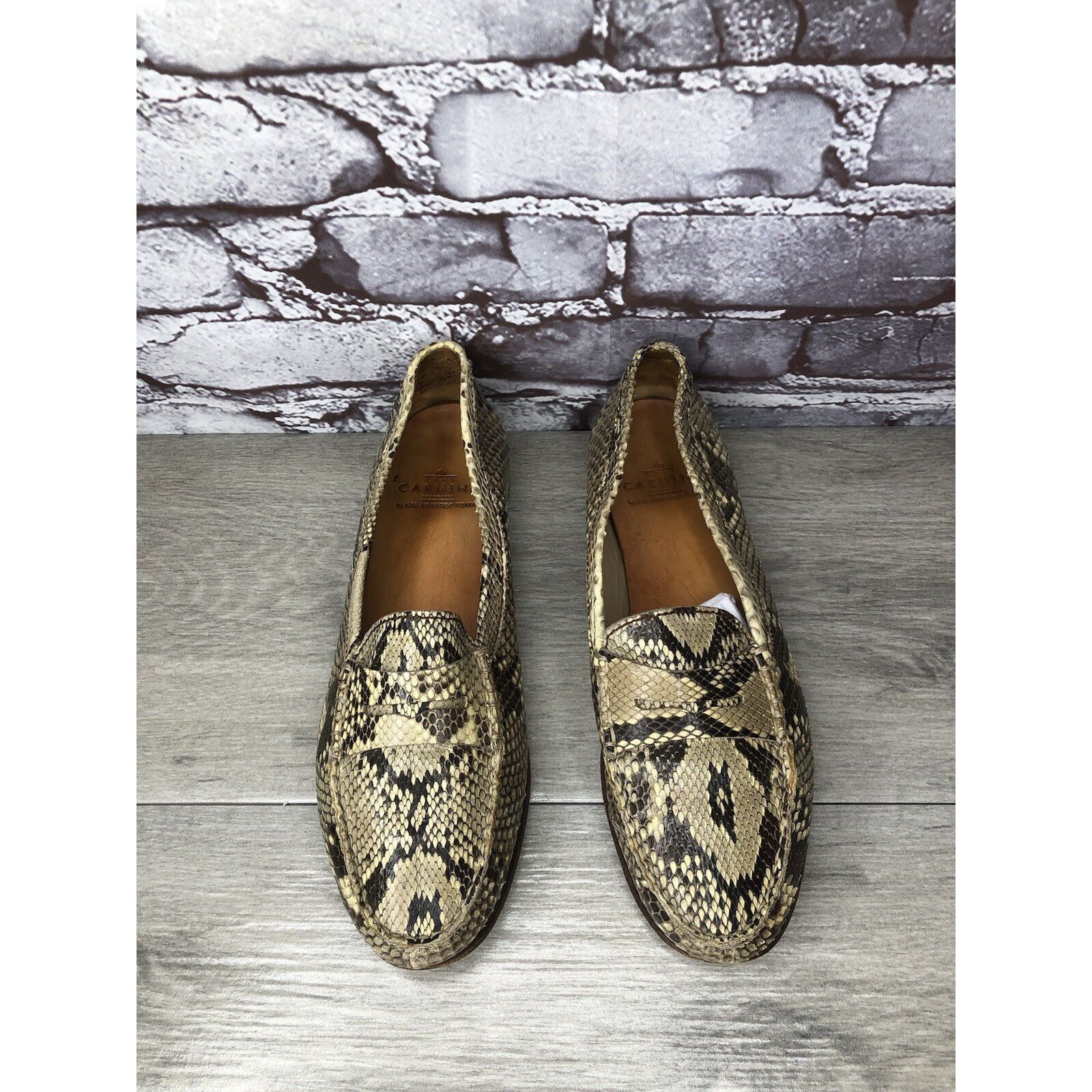 Carmina Carmina Cream Black Snakeskin Python Print Leather Women Sz Size US 6 / IT 36 - 7 Thumbnail