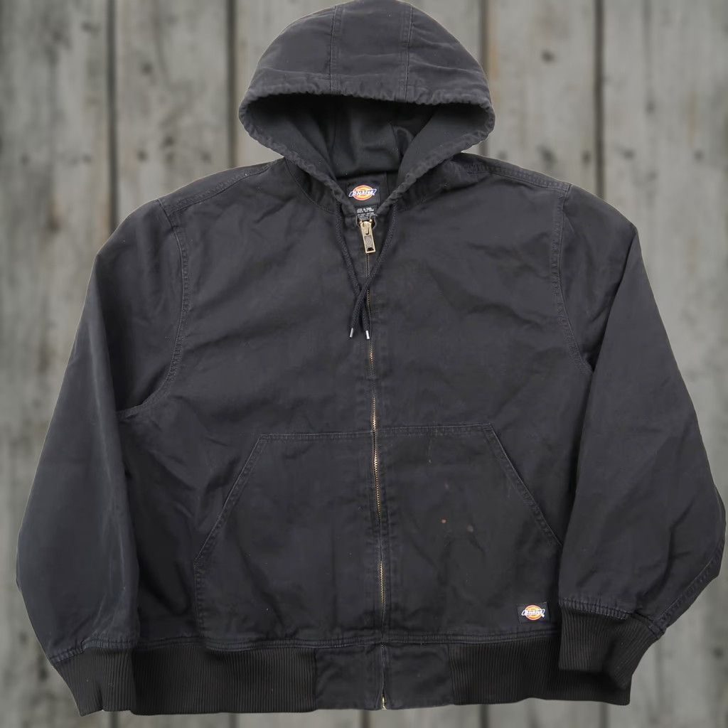 Dickies Dickies Jacket Mens 2XL Black Canvas Hooded Bomber Full Zip Pockets Workwear Regular Size US XXL / EU 58 / 5 - 1 Thumbnail