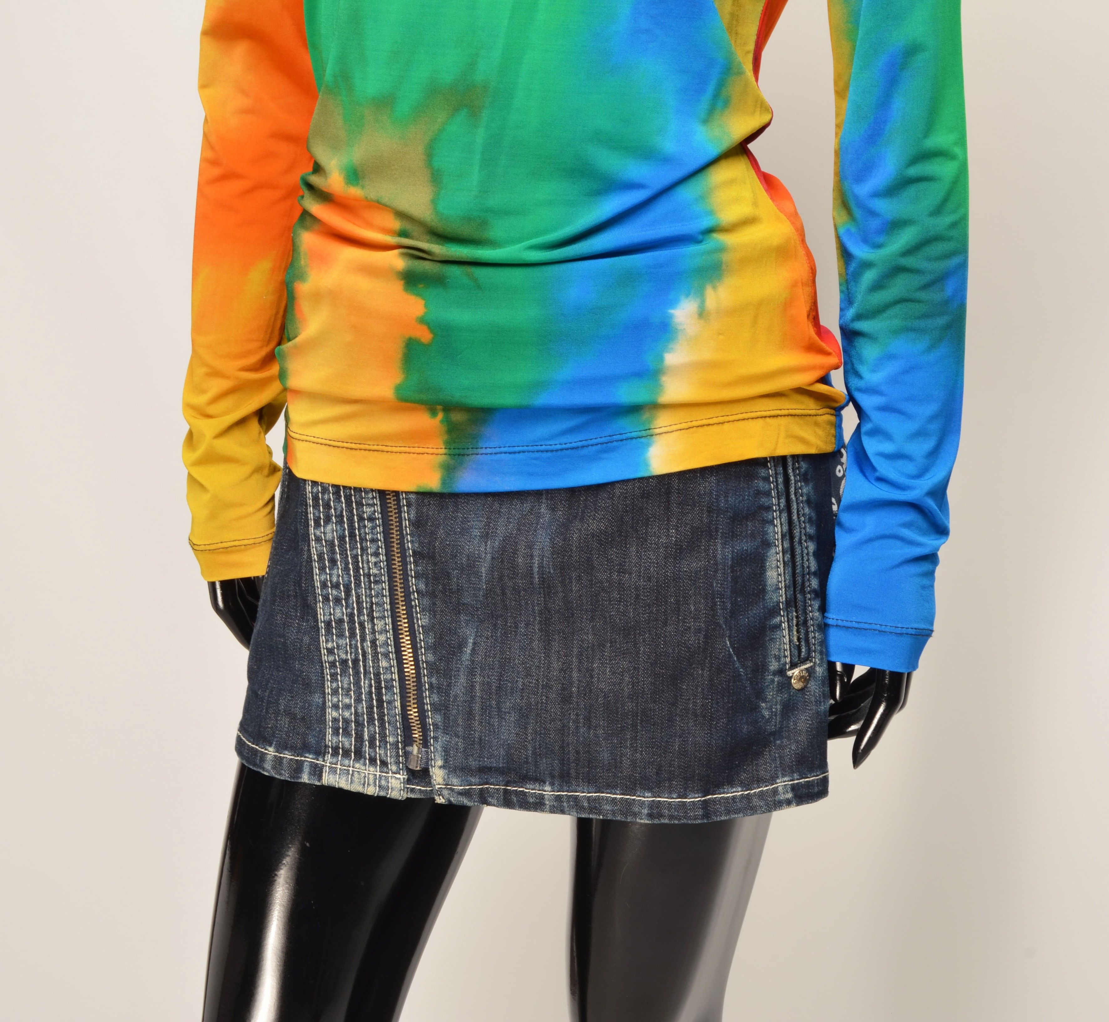 Paco Rabanne Paco Rabanne Rainbow Tie-Dye Mesh Long Sleeve Top Size XS / US 0-2 / IT 36-38 - 3 Thumbnail