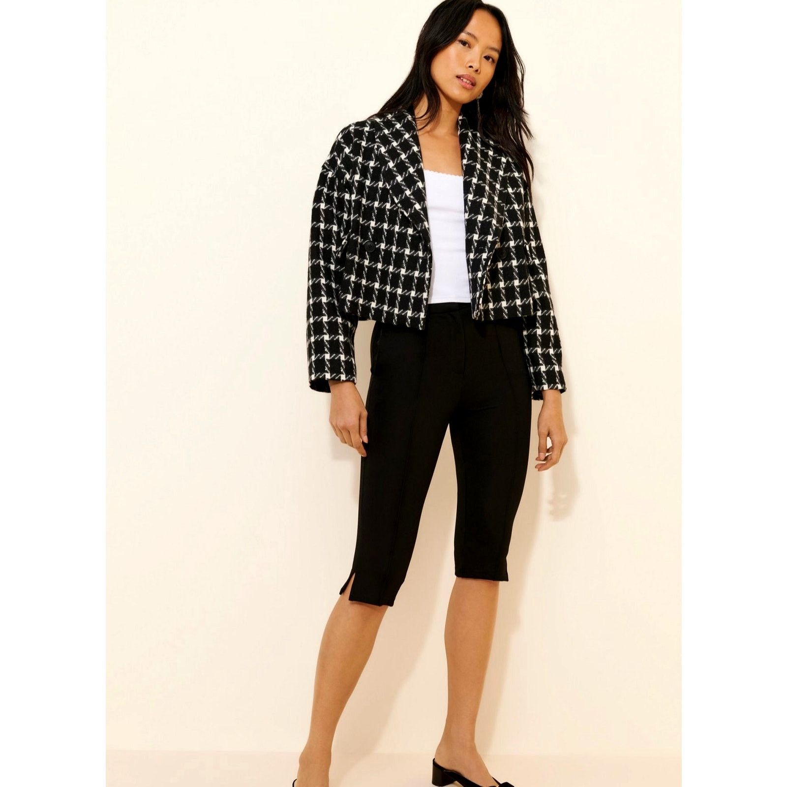 Free People Free People Native Youth Jacquard Check Wool Blend Cropped M Size M / US 6-8 / IT 42-44 - 2 Thumbnail