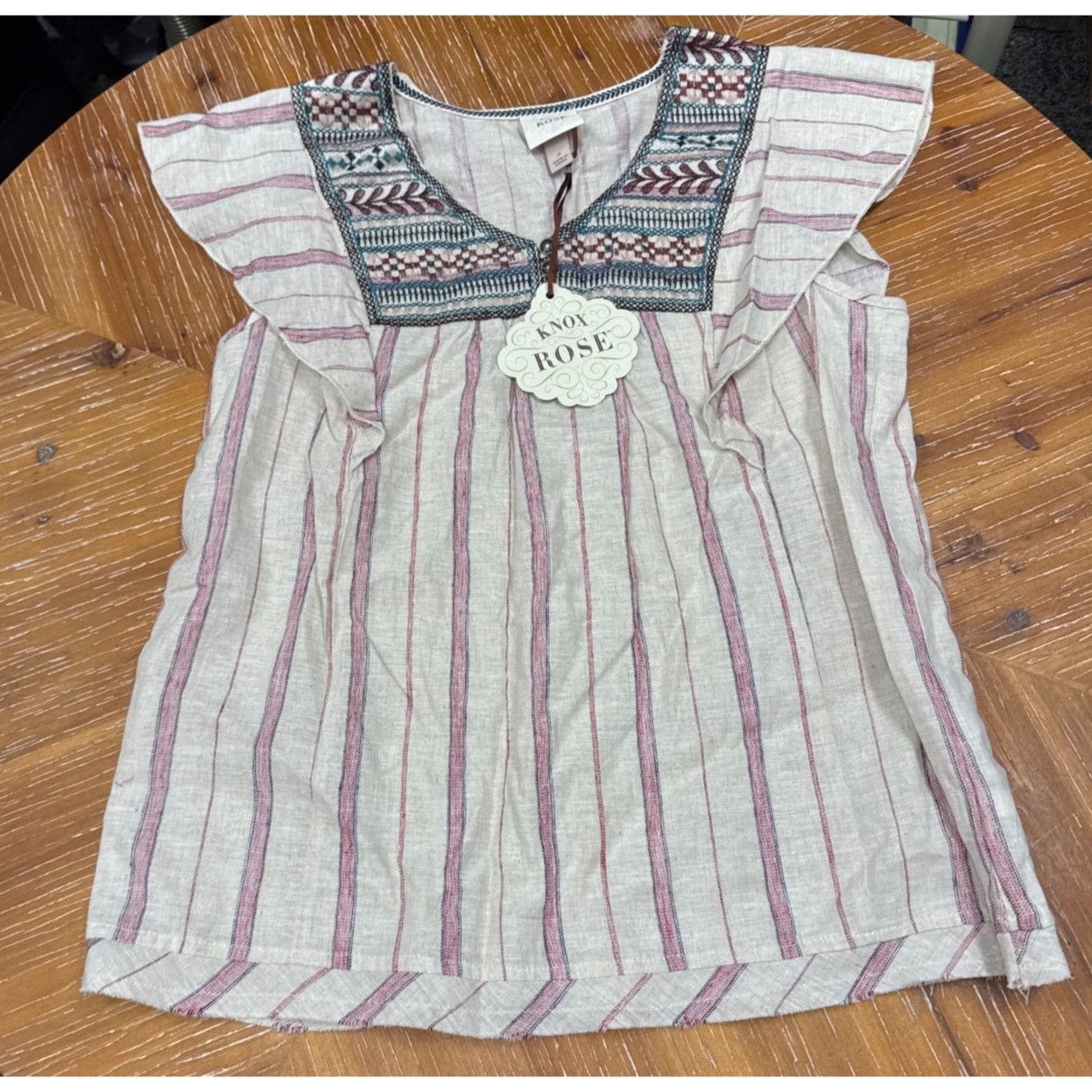 Other Knox Rose S Embroidered Striped Cotton Linen Blend Sleeveles Size S / US 4 / IT 40 - 2 Thumbnail