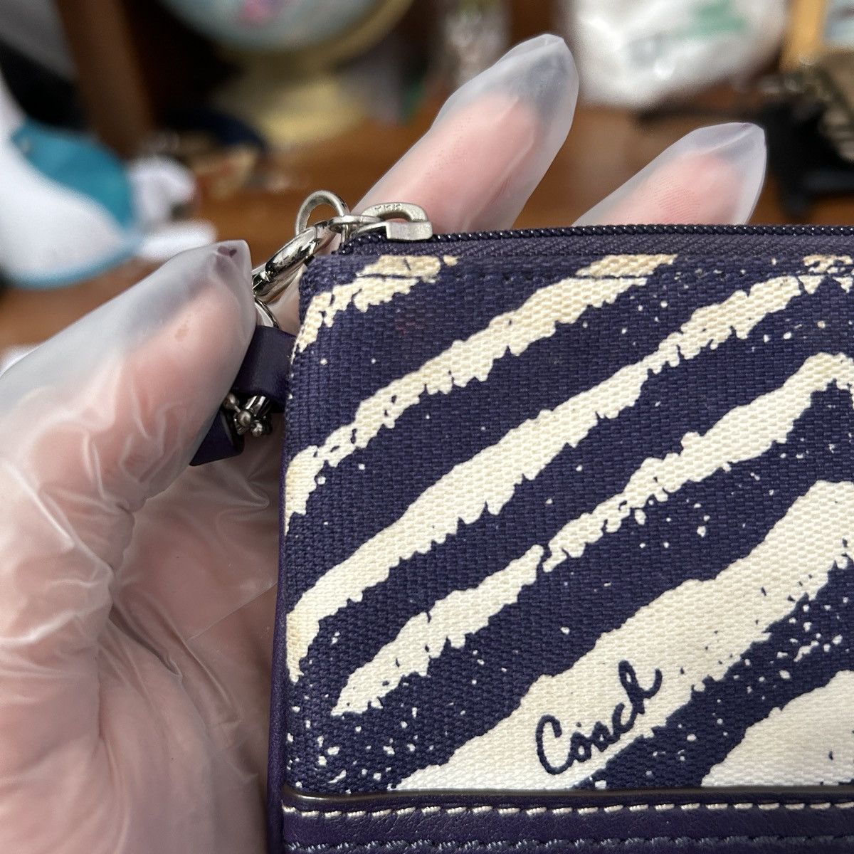 Coach Coach Purple And Cream Artsy Abstract Wristlet - “Samia” Size ONE SIZE - 8 Thumbnail