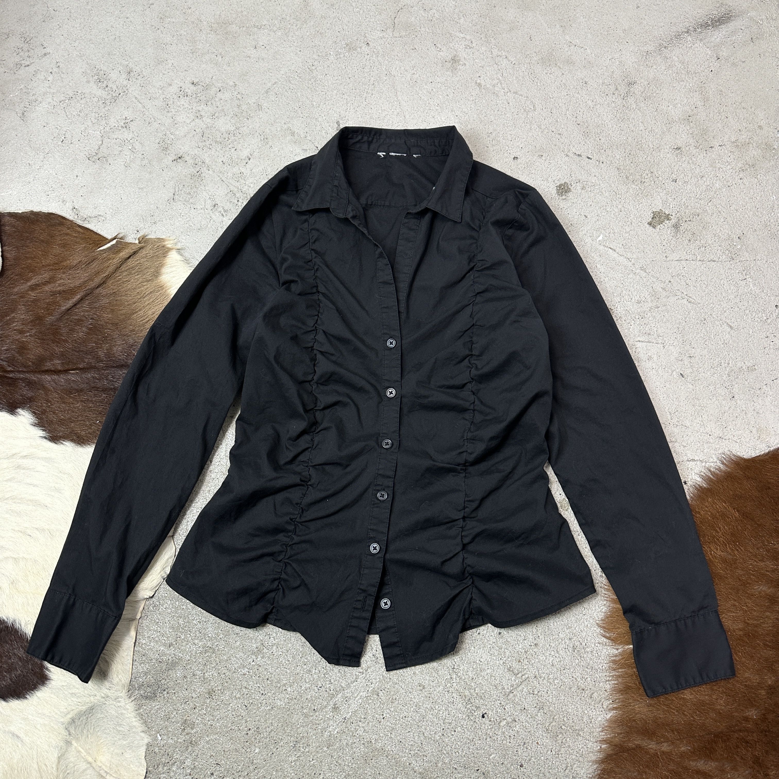 Vintage Vintage Fitted Goth Romantic Pleated Shirt Y2K Size S / US 4 / IT 40 - 2 Thumbnail