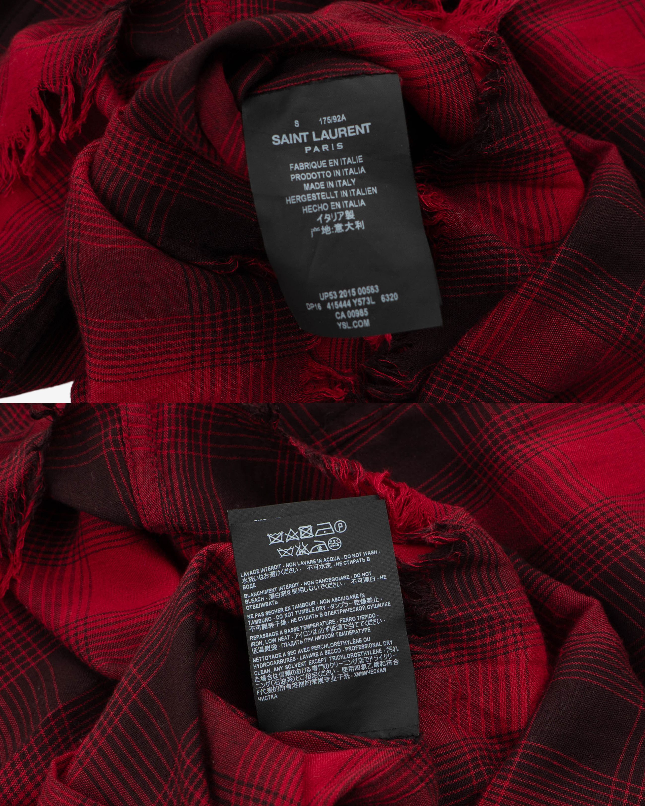 Saint Laurent Paris Red Checkered Flannel Shirt (SS16) Size US S / EU 44-46 / 1 - 5 Thumbnail