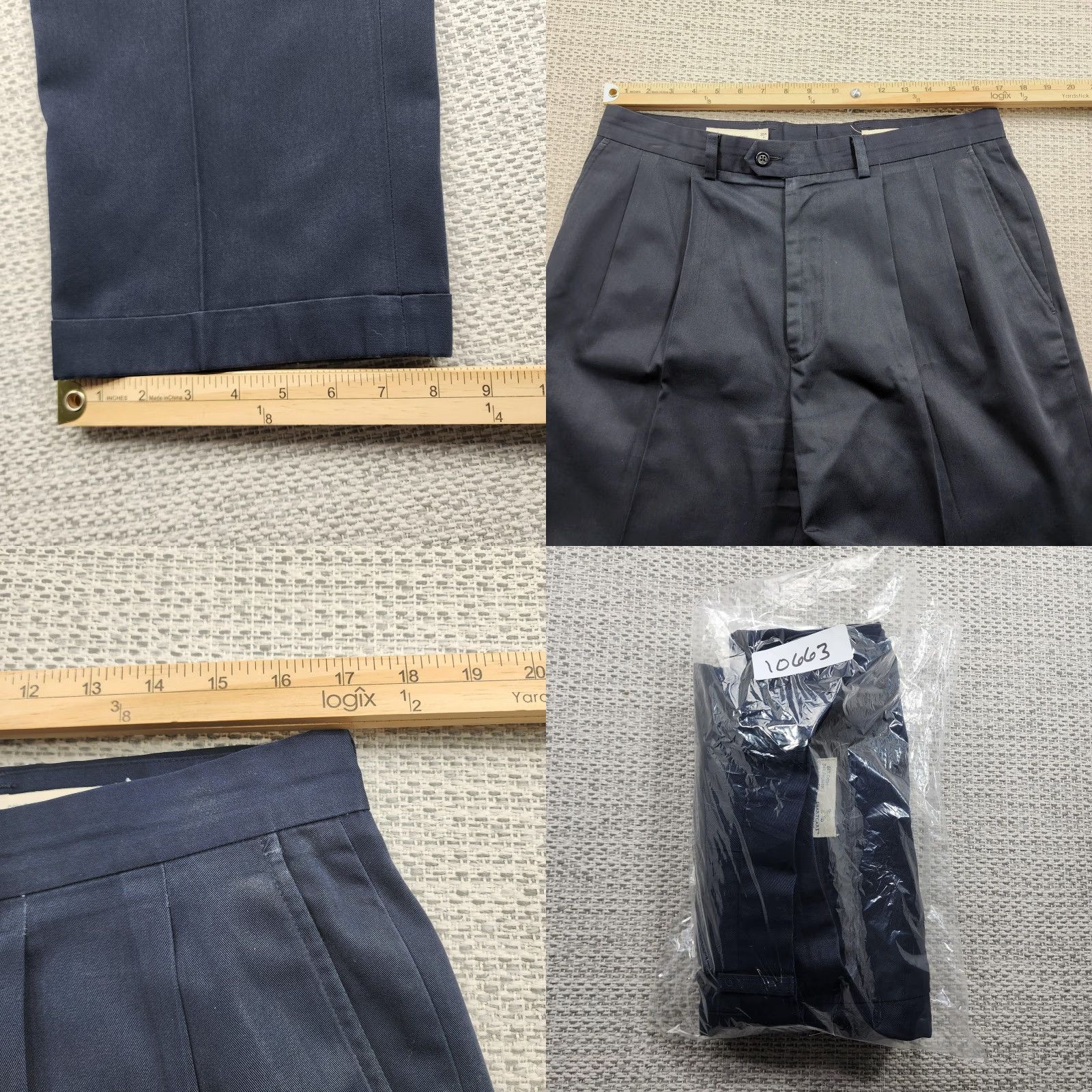 Nordstrom John W. Nordstrom Dress Pants Mens 35x36 Navy Pleated Smartcare Stain Resistant Size US 35 - 8 Thumbnail