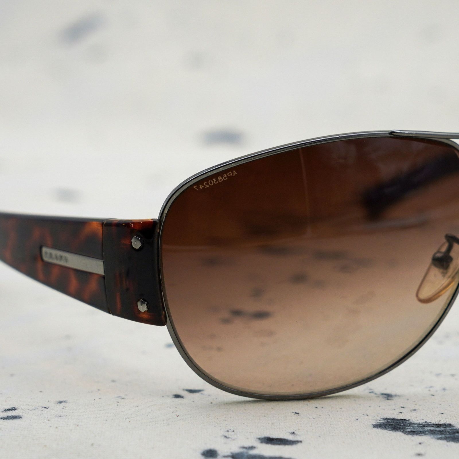Prada Prada gradient brown aviator silver logo sunglasses Size ONE SIZE - 5 Thumbnail