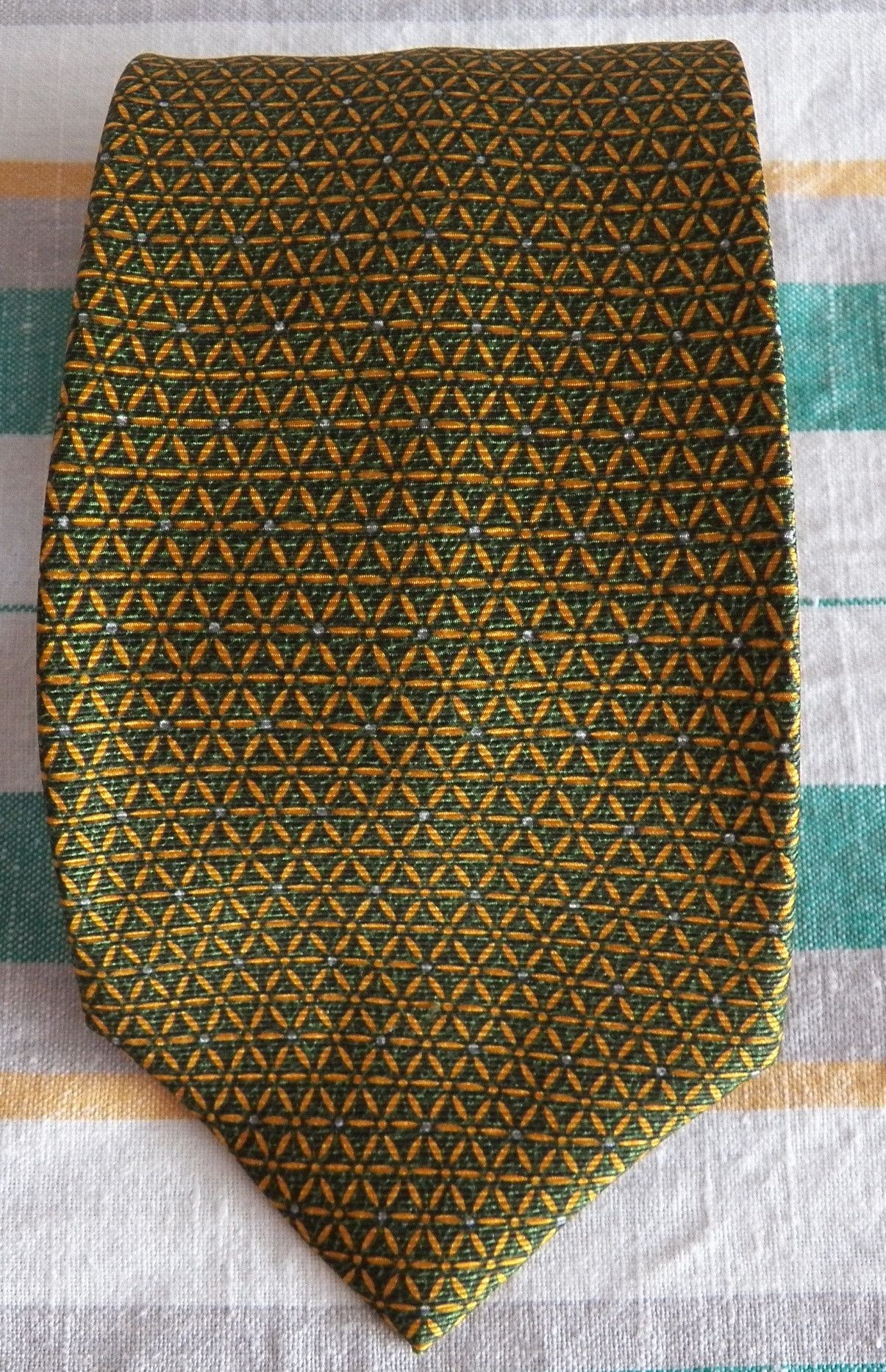 Bvlgari Bvlgari Silk Necktie green yellow geometrical floral Bulgari Size ONE SIZE - 6 Thumbnail
