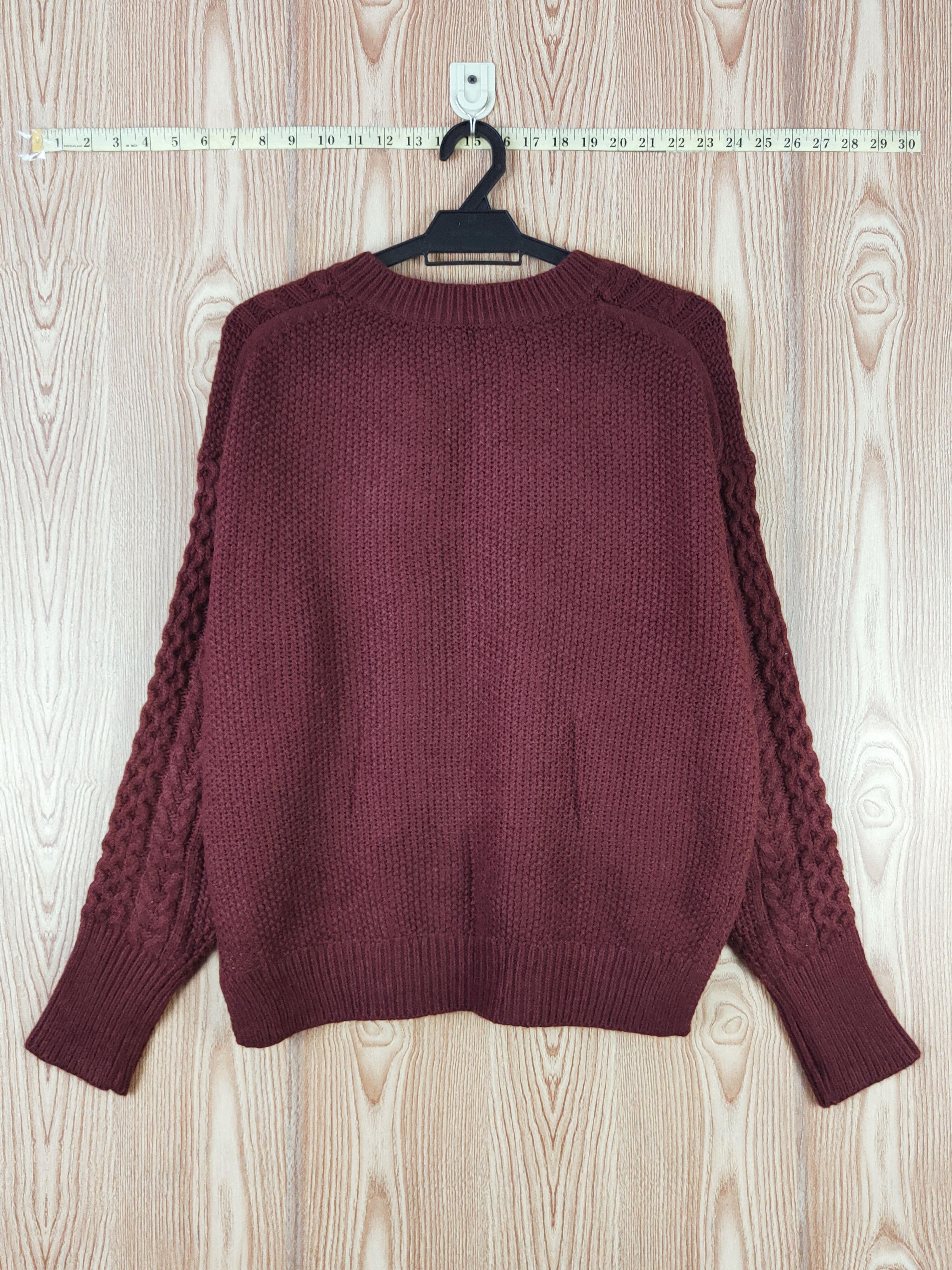 Aran Isles Knitwear × GU × Japanese Brand GU Maroon cable Knitwear Sweatshirts #W731 Size L / US 10 / IT 46 - 7 Thumbnail