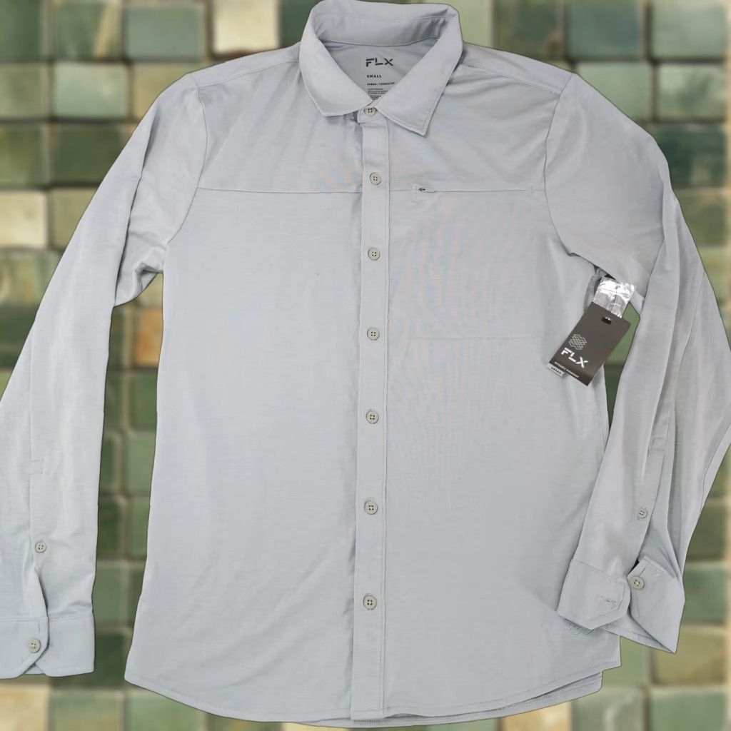 Vintage FLX Button-Up Shirt Men’s Small Gray Long Sleeve Collared Stretch Shirt Size US S / EU 44-46 / 1 - 1 Thumbnail