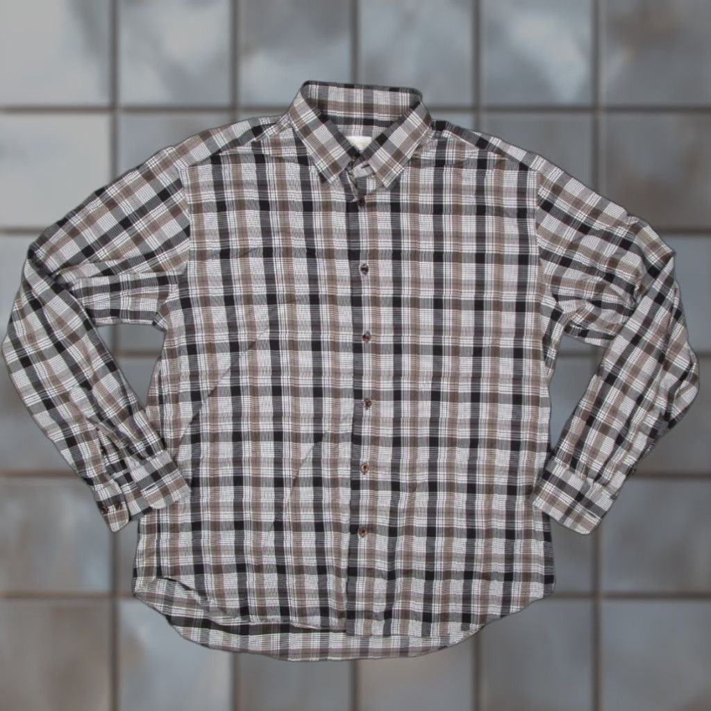 Brioni Brioni Mens Extra Large Brown Plaid Long Sleeve Dress Shirt Size 46R - 1 Thumbnail