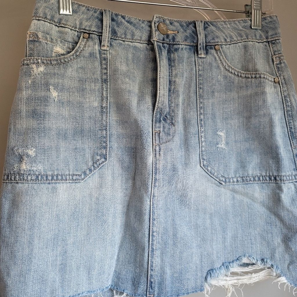 Other EUC Unpublished Distressed Denim Mini Skirt Size 27" / US 4 / IT 40 - 5 Thumbnail