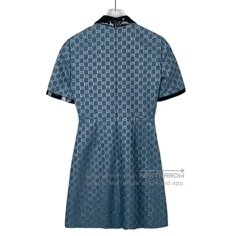 Gucci Gucci Blue logo old flower full print short-sleeved dress Size XS / US 0-2 / IT 36-38 - 2 Thumbnail