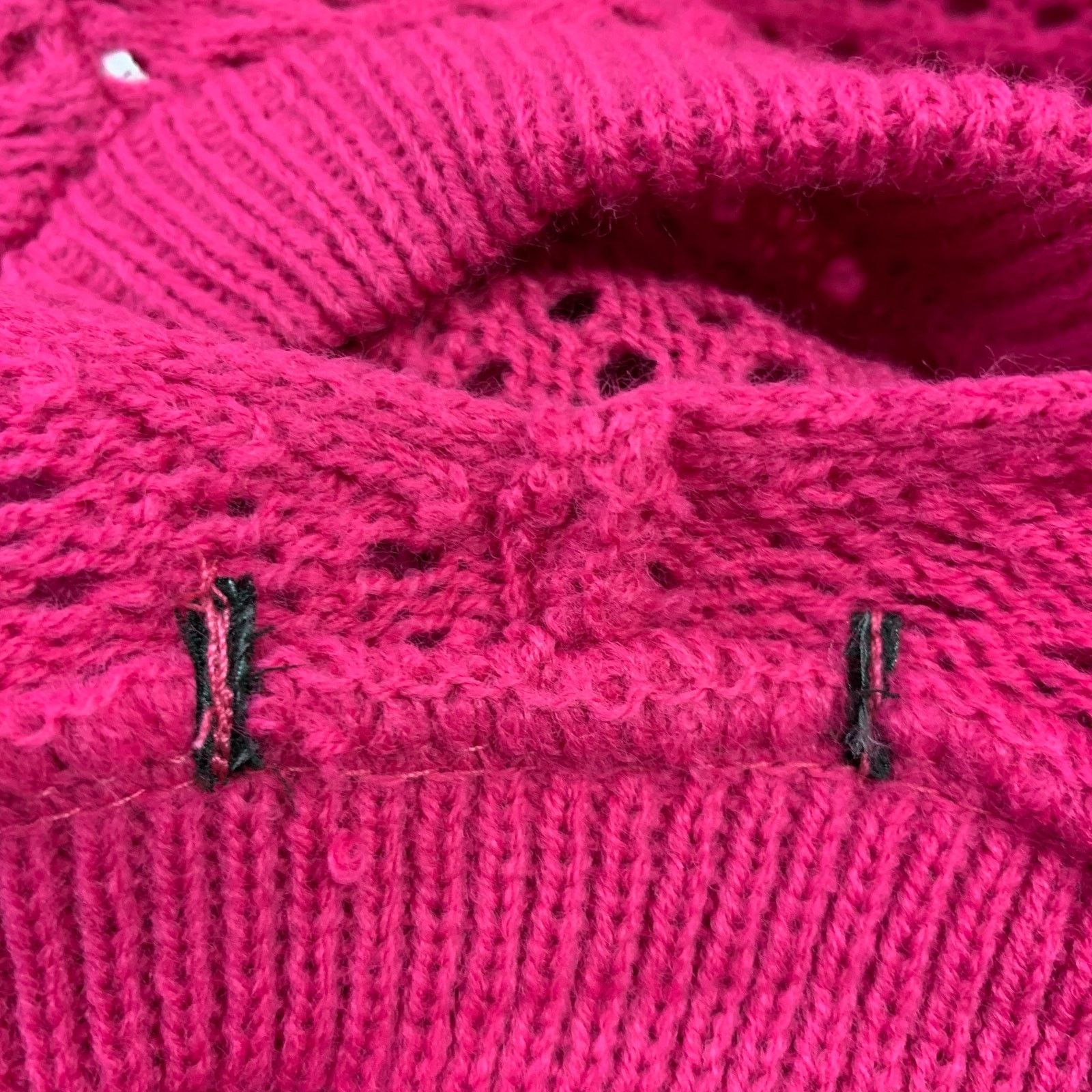 Other Pink Fuchsia Knit See Through Crochet Open Back Mini Dress Size S / US 4 / IT 40 - 5 Thumbnail