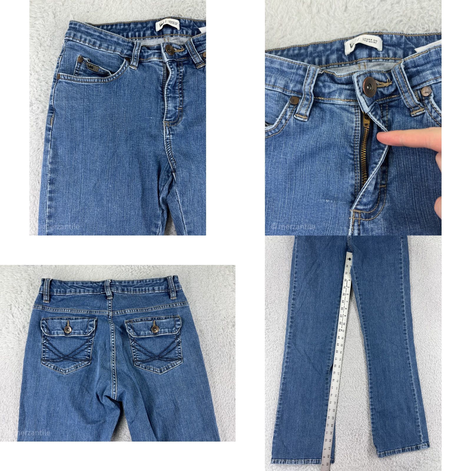 Lee Lee Jeans Bootcut Women 6 Blue Denim Cotton Blend Regular Low-Rise 5-Pocket Designer Western Classic Cowboy 90s Womens Size 28" / US 6 / IT 42 - 8 Thumbnail