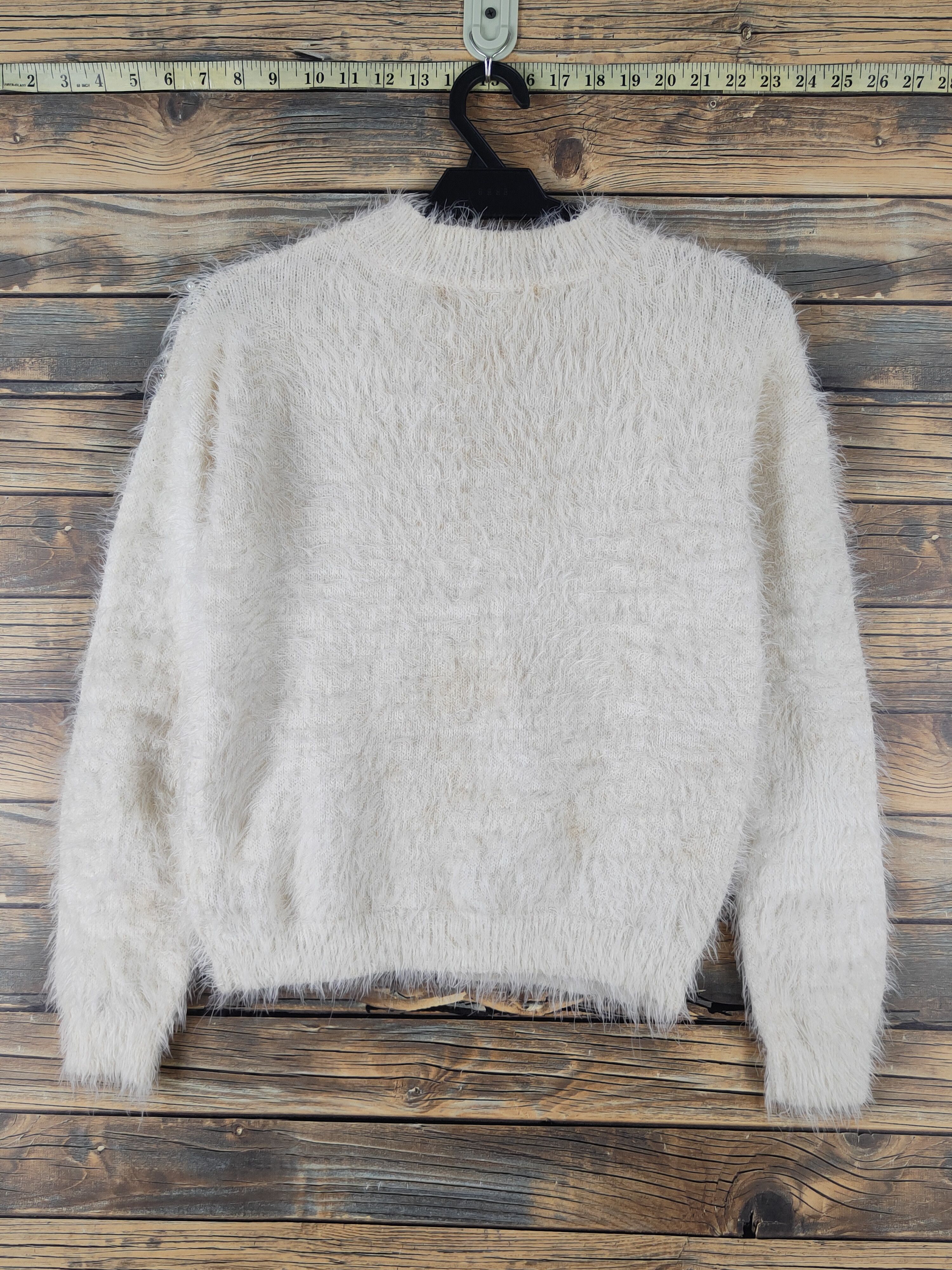 Japanese Brand Valleygirl Ivory Shag Shaggy Fur Mohair Knitwear #W1642 Size S / US 4 / IT 40 - 7 Thumbnail