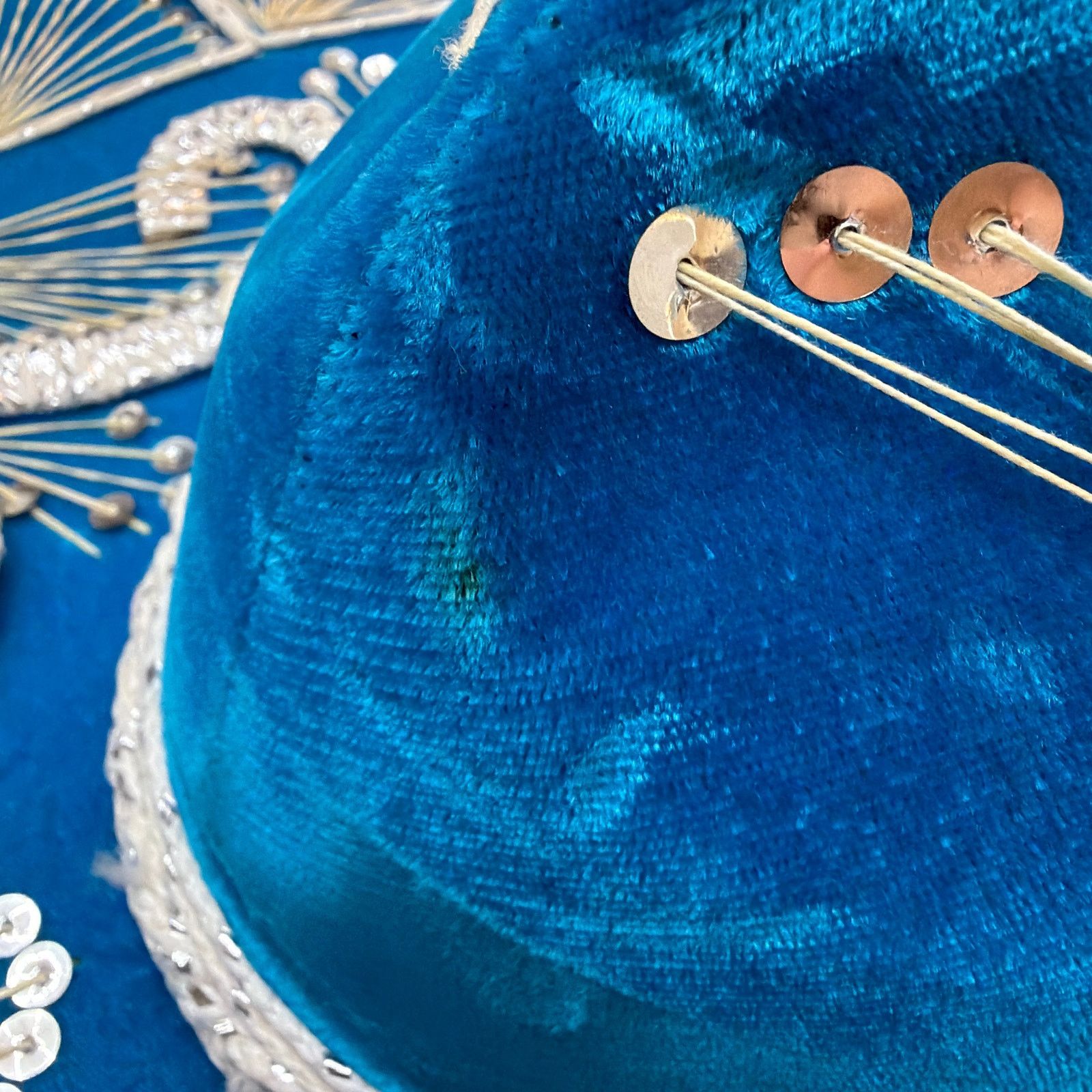 Pigalle Pigalle XXXXX Blue Sequin Sombrero Hat 23 in Diameter Size US M / EU 48-50 / 2 - 9 Thumbnail