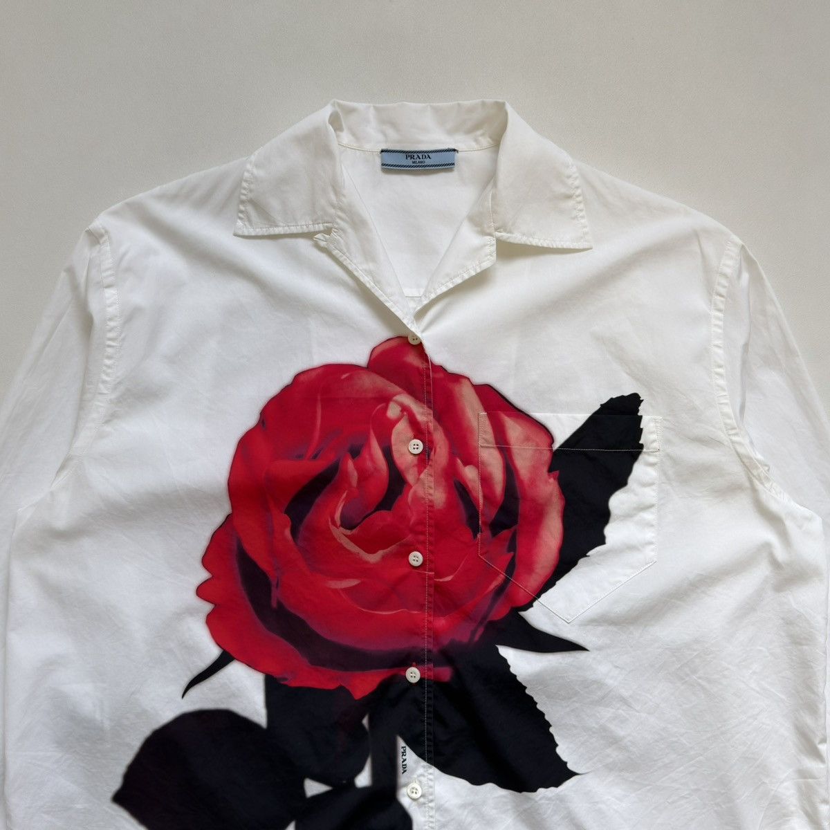 Prada S/S 19 ‘Red Rose Stencil’ Print Shirt Size US L / EU 52-54 / 3 - 5 Thumbnail