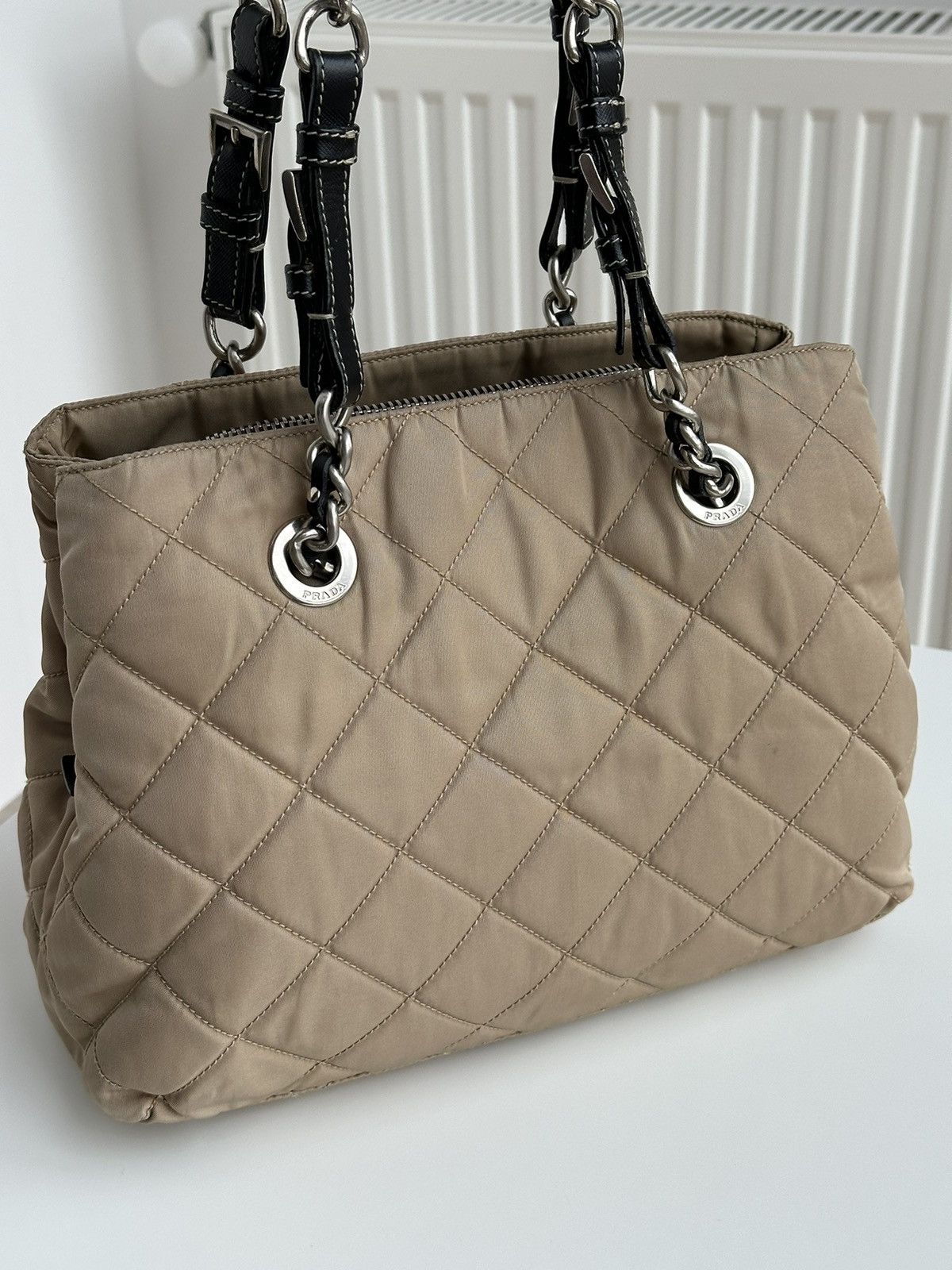 Prada Prada Quilted Chain Shoulder Bag Nylon Beige Tessuto bag Size ONE SIZE - 15 Thumbnail