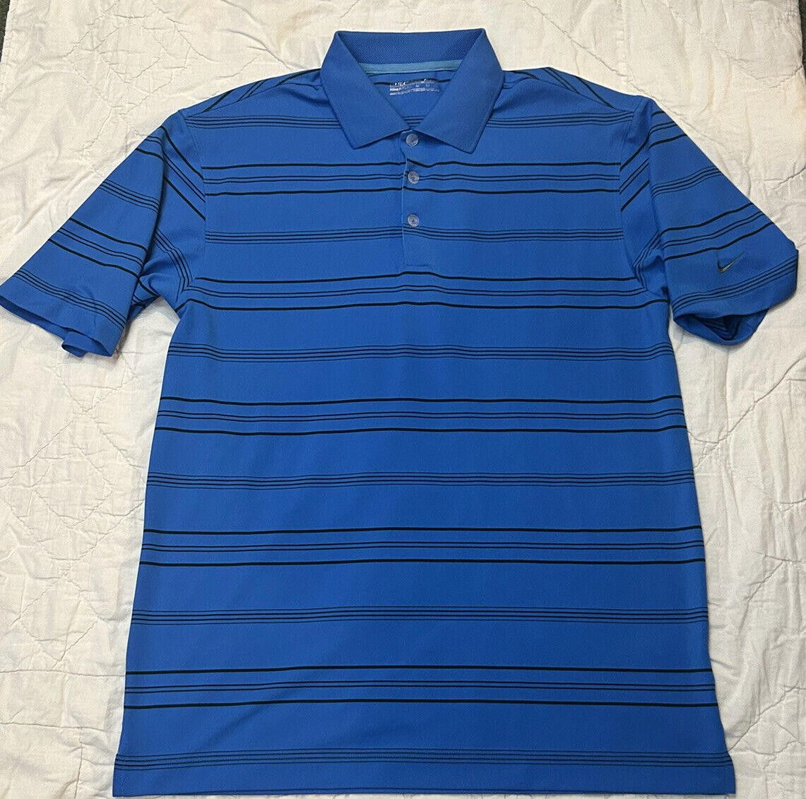 Nike Nike Men's Golf Polo Shirt Blue Black Striped FitDry - Sz M Size US M / EU 48-50 / 2 - 1 Thumbnail