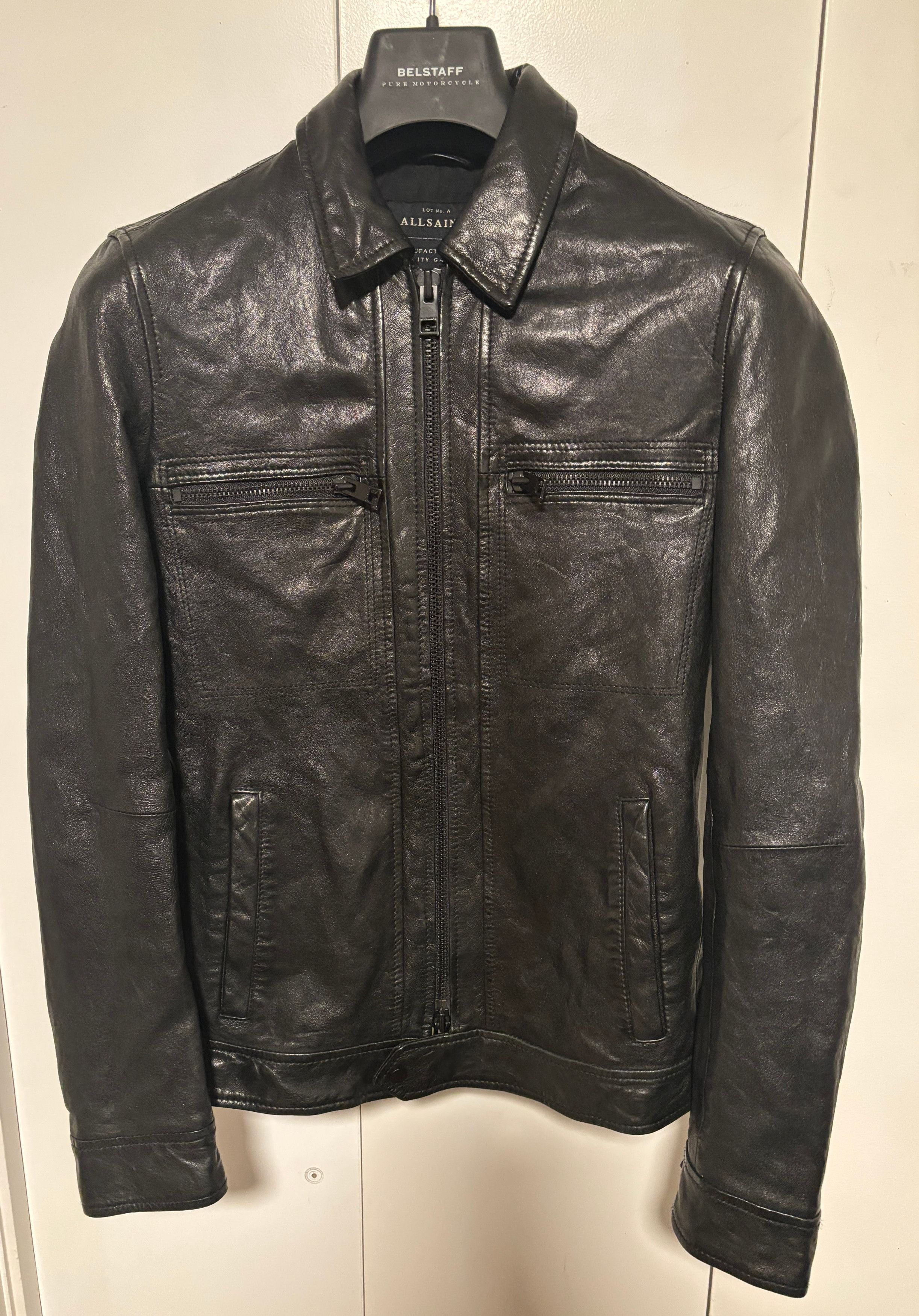 Allsaints $625 Black Leather Track Jacket - XS - Small Size US XS / EU 42 / 0 - 1 Thumbnail