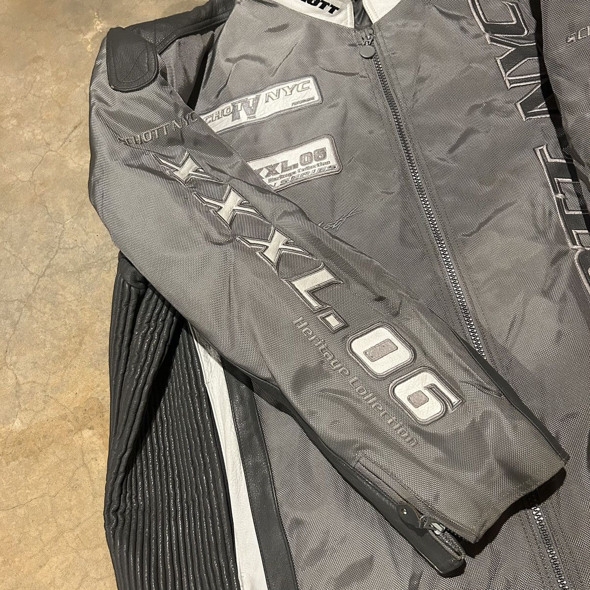 Schott × Vintage Crazy Vintage Y2K Schott NYC Oversized Racer Leather Jacket Size US XXL / EU 58 / 5 - 6 Thumbnail