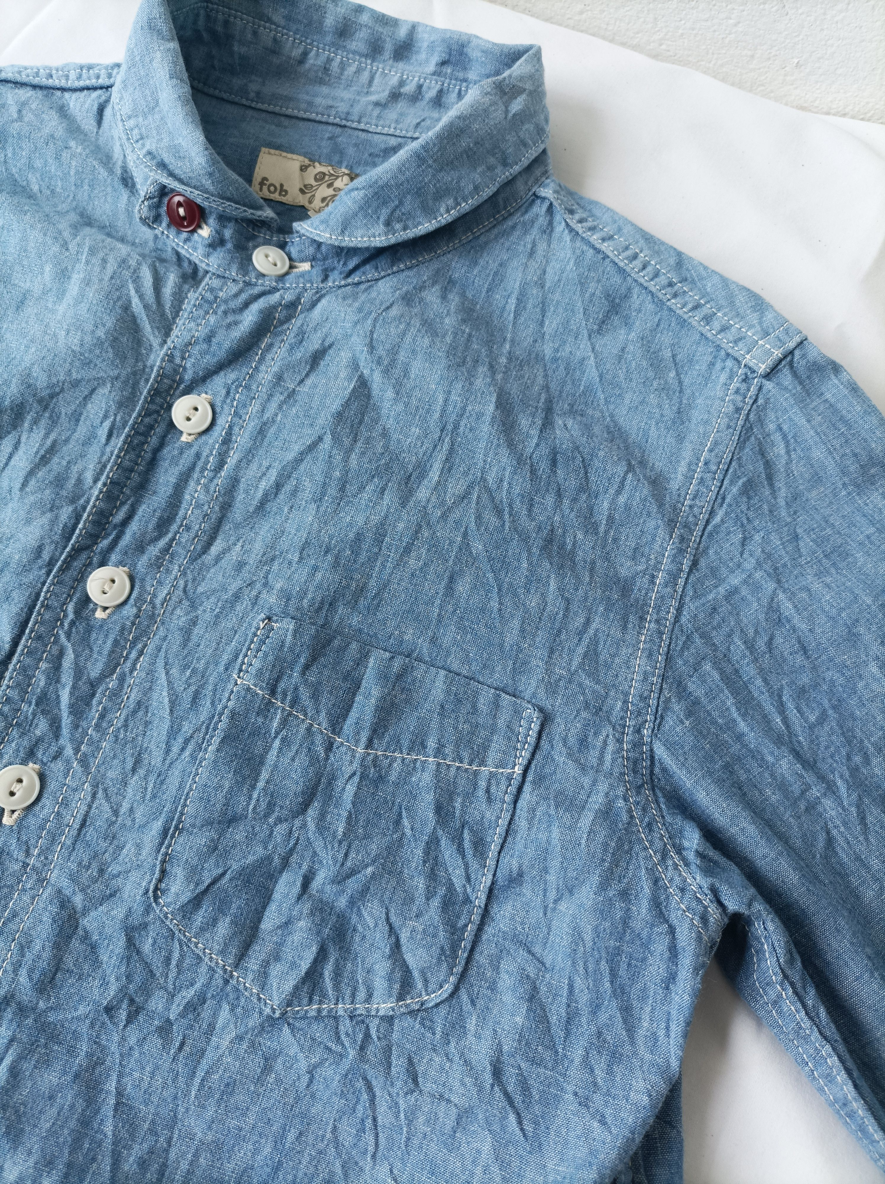 FOB Factory (S345) FOB Studio Ecru Chambray Work Shirt S Size S / US 4 / IT 40 - 2 Thumbnail