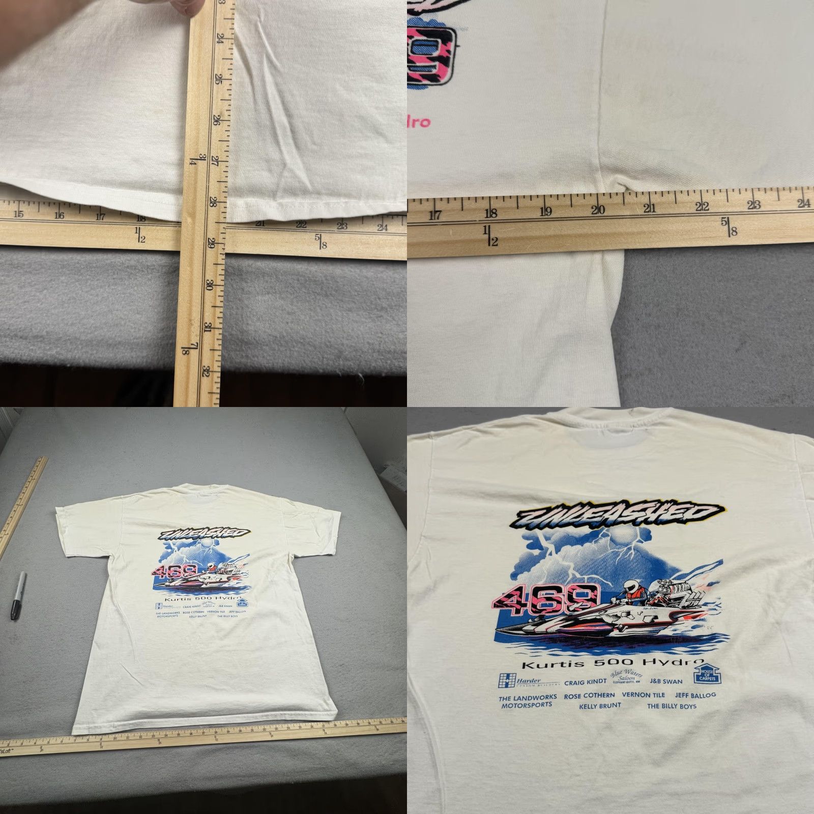 Hanes VINTAGE Unleashed 469 Shirt Mens Large White Hanes T-Shirt Racing Boat Graphic 90s Mens Size US L / EU 52-54 / 3 - 8 Thumbnail