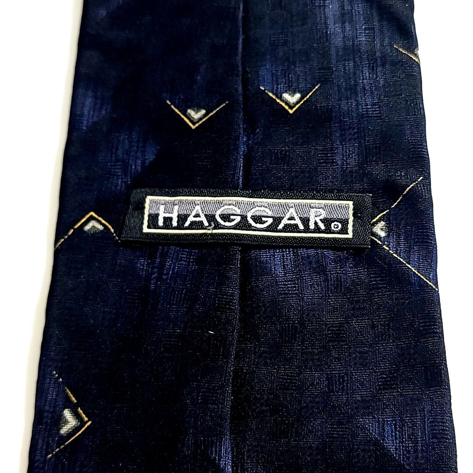 Haggar Haggar Blue Black Woven Wide Abstract Silk Tie Size ONE SIZE - 3 Thumbnail