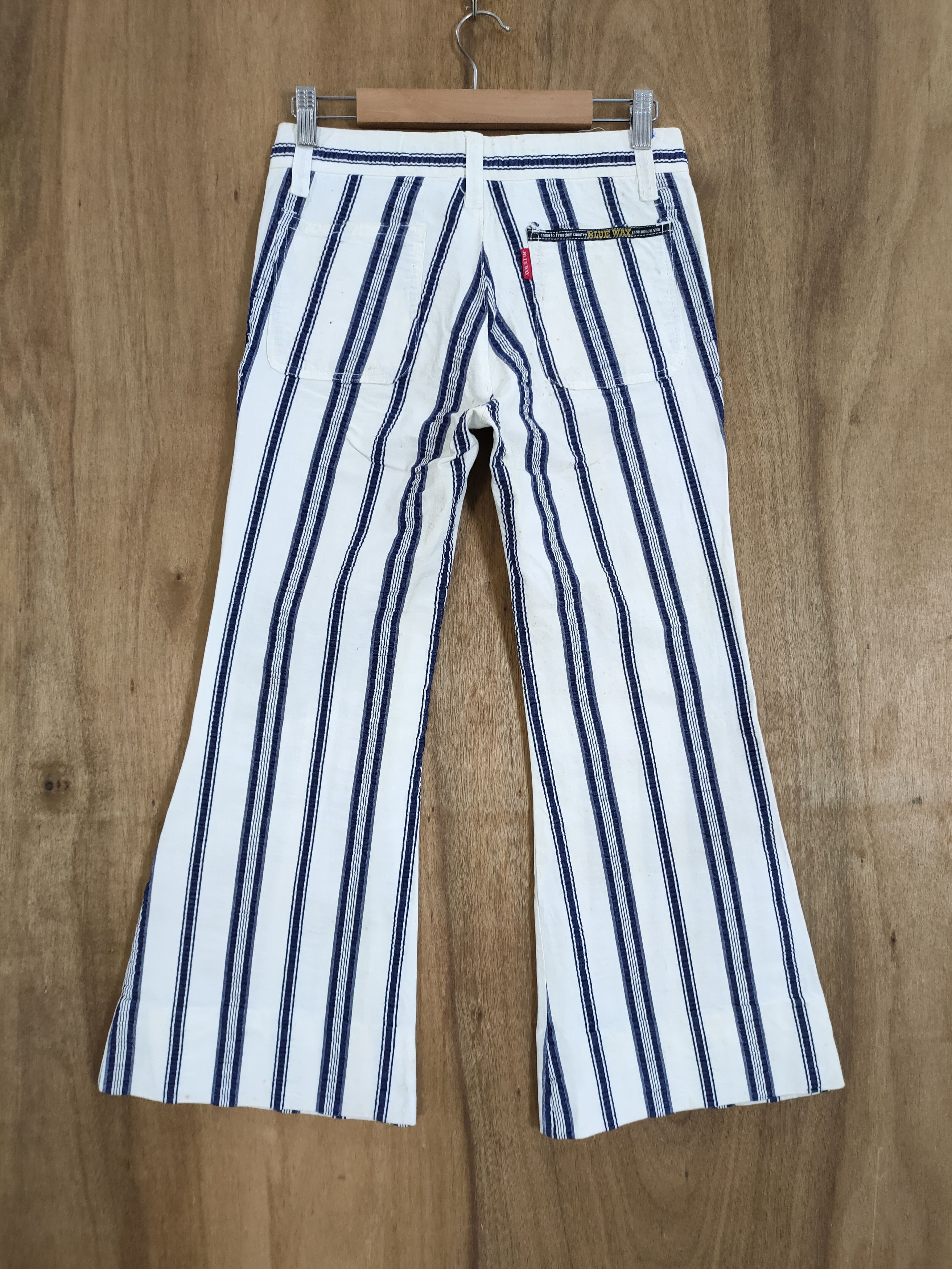 Japan Blue × Solid and Striped × Vintage VINTAGE BLUE WAY TALON STRIPE FLARED PANTS Size US 28 / EU 44 - 10 Thumbnail