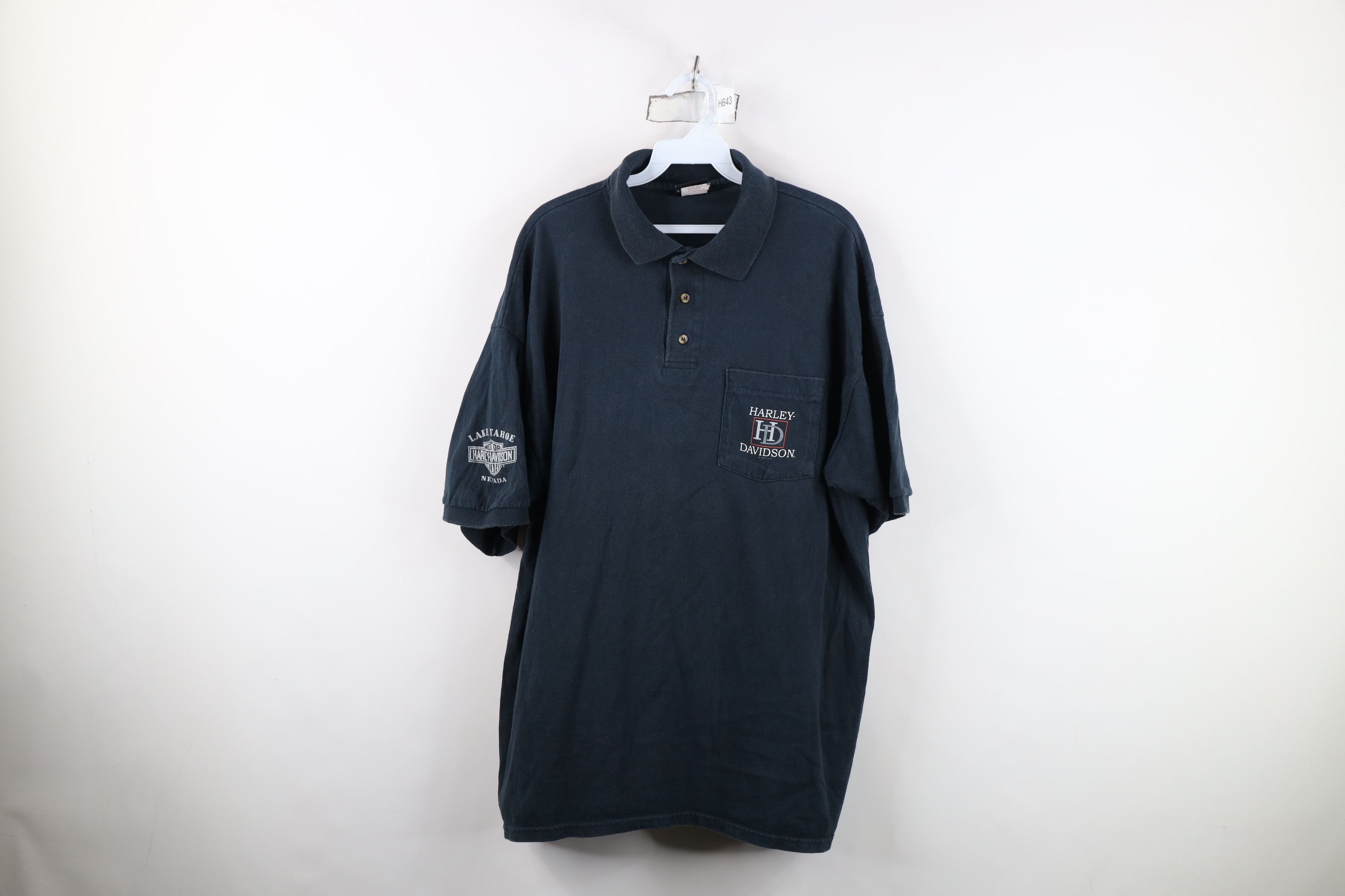 Harley Davidson Vintage Y2K 2001 Harley Davidson Polo Shirt Black USA Size US XL / EU 56 / 4 - 1 Thumbnail