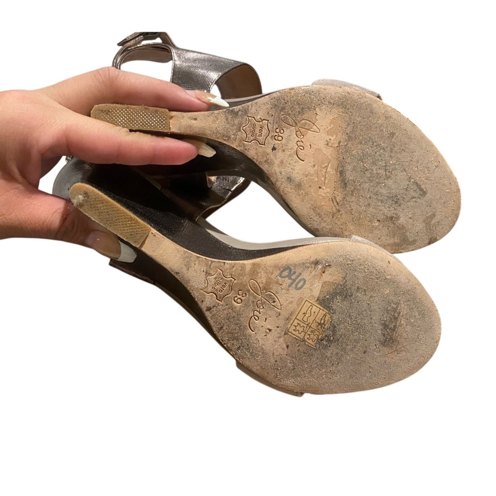 Joie Joie Waylen Ankle Leather Buckle Strap Wedge Metalic SZ.39 Size US 9 / IT 39 - 10 Thumbnail