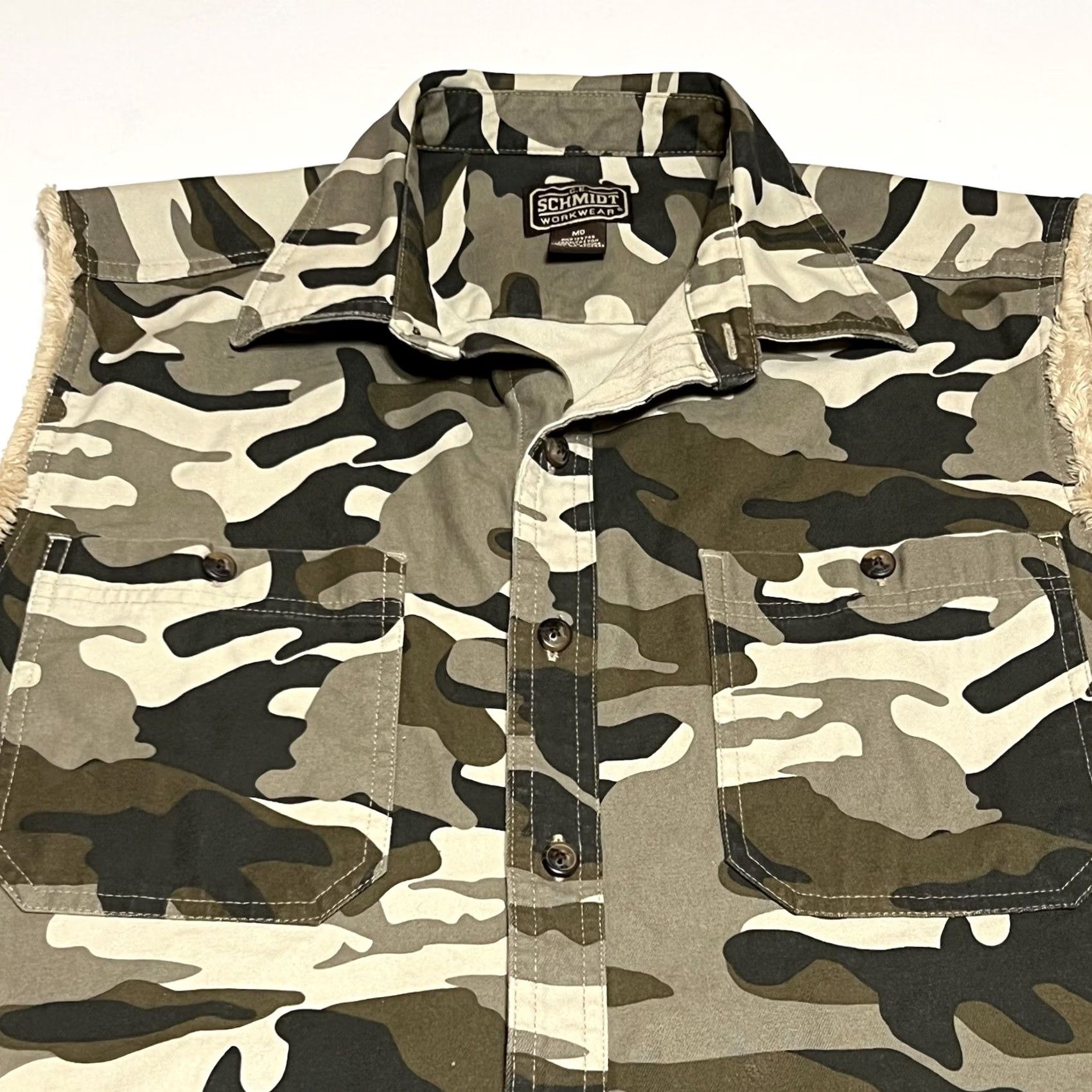 Vintage CE Schmidt Work Wear Camo Shirt Men M Sleeveless Button Pockets Size US M / EU 48-50 / 2 - 2 Thumbnail